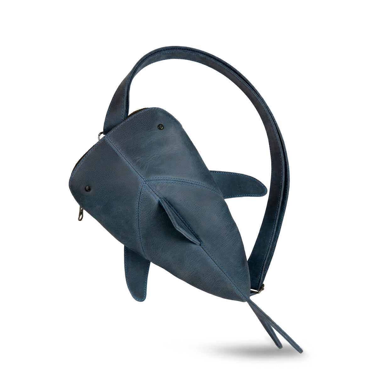 Leather Shark Crossbody Bag (Great White)