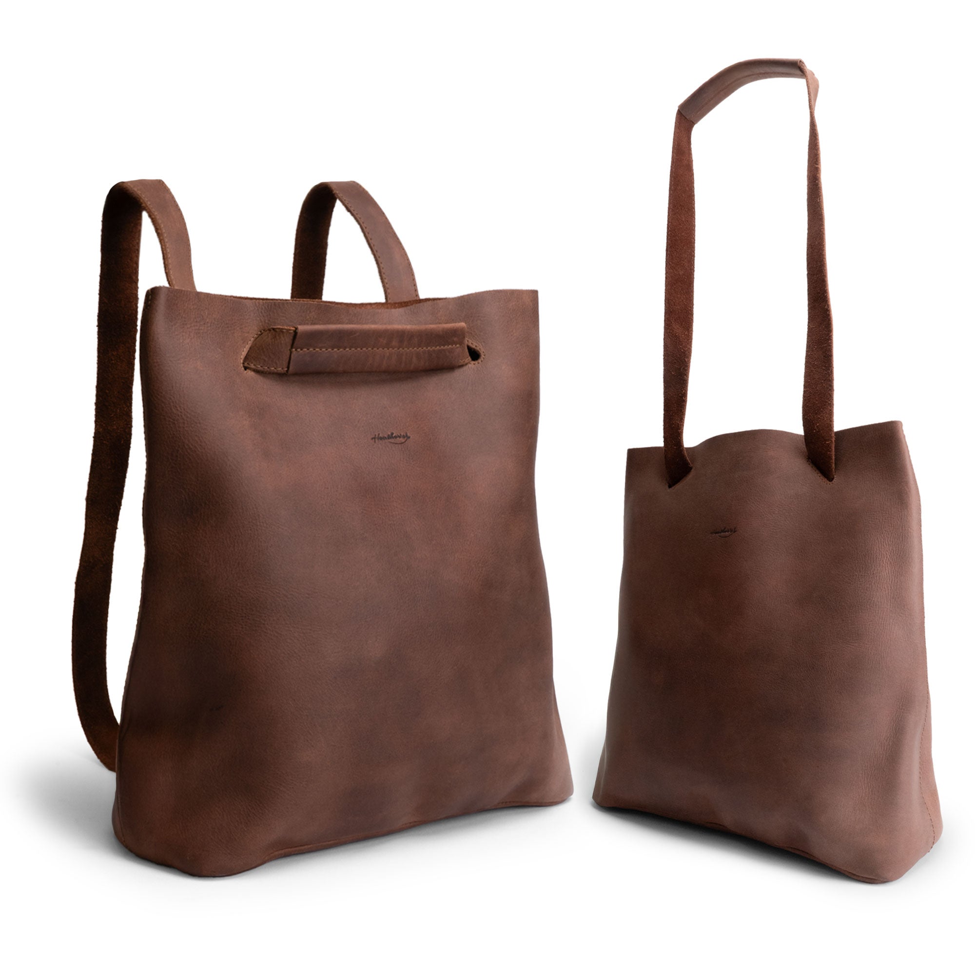 Heather's Convertible Backpack to Shoulder Bag, a stylish and versatile bag made from Full Grain Leather featuring both backpack and shoulder bag options. This spacious crossbody for women showcases its unique handmade quality with a squared purse design, representing small batch production by artisans in La Antigua Guatemala & Oaxaca Mexico.