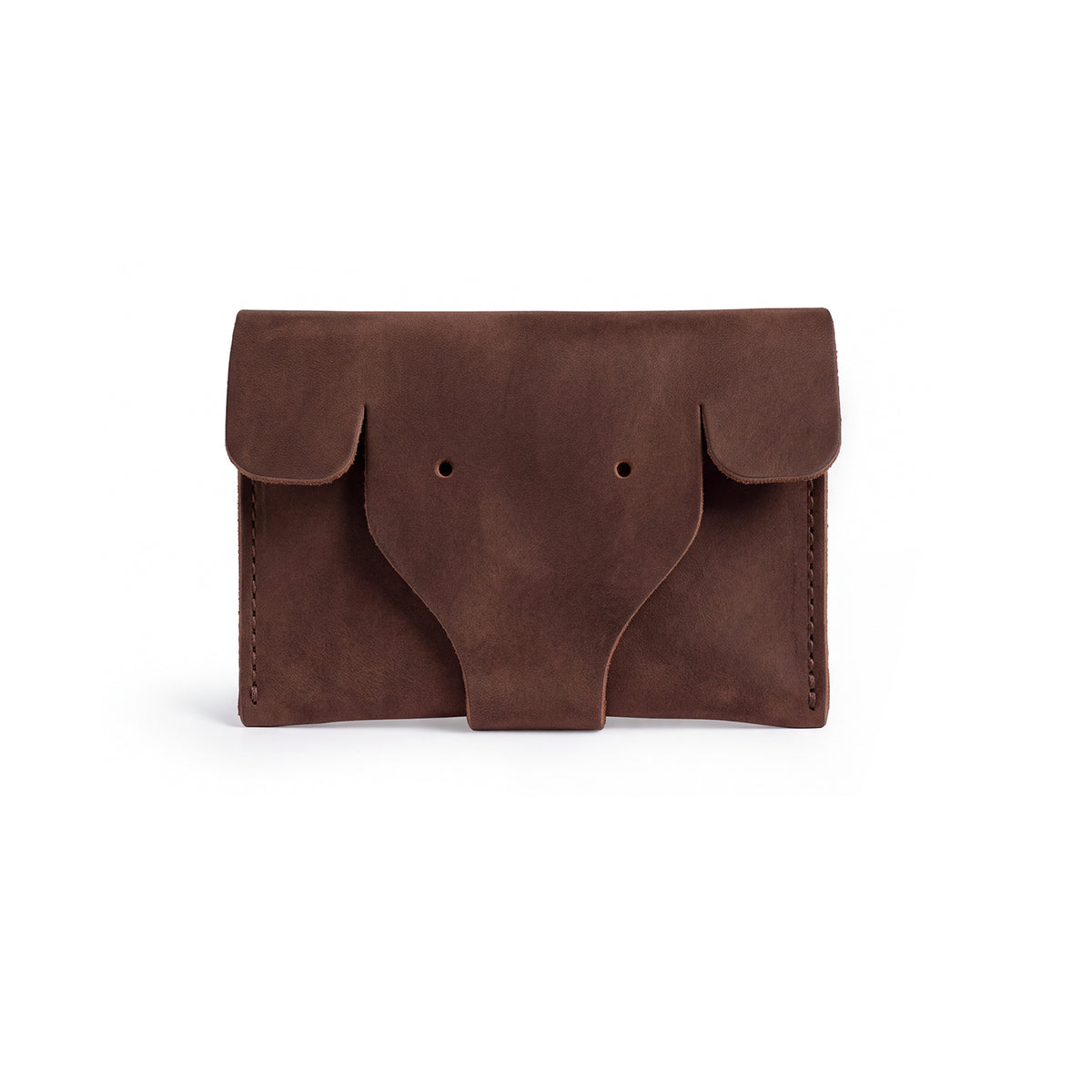 Handmade Elephant Coin Pouch by Hide & Drink, crafted from full grain leather with a rustic finish, perfect for holding coins and folded bills. Features a unique elephant design, ideal for artisans and small batch production lovers. Card Pouch Elephant/Coin & Folded Bills/Wallet/Cable Holder/USB/SD/Change, Full Grain Leather, StockyardX, Hand Cut, Hand Sewn, Fire Branded, Artisan, Handmade in La Antigua Guatemala & Oaxaca Mexico.