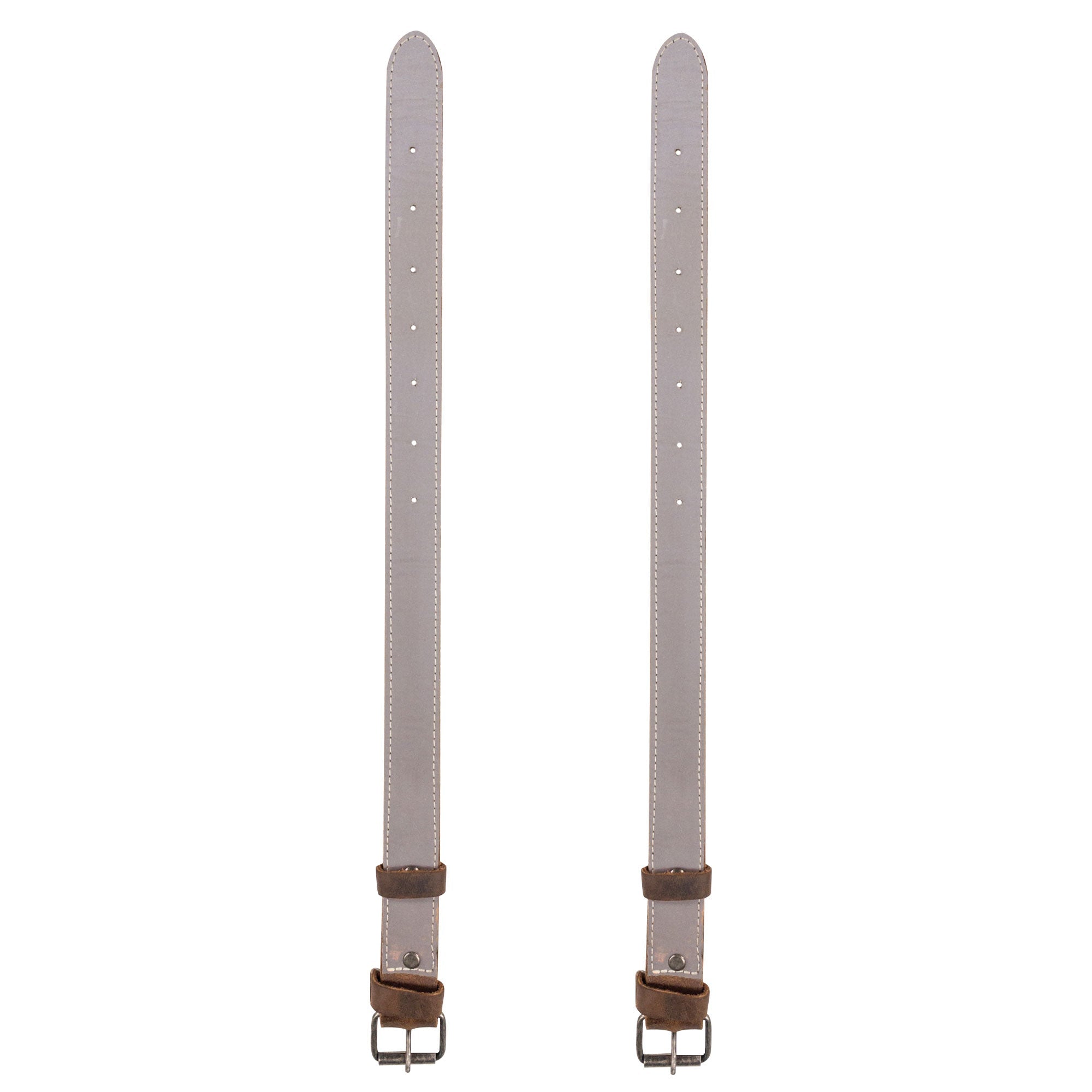 Bicycle Ankle Bands by Hide & Drink, showcasing a durable pair of Rustic Bicycle Ankle Bands with positioned Brass Metal Buckles. These Adjustable Straps for Legs crafted from Full Grain Leather are ideal for Vintage Gifts for Cyclists, artisanally designed in La Antigua Guatemala.
