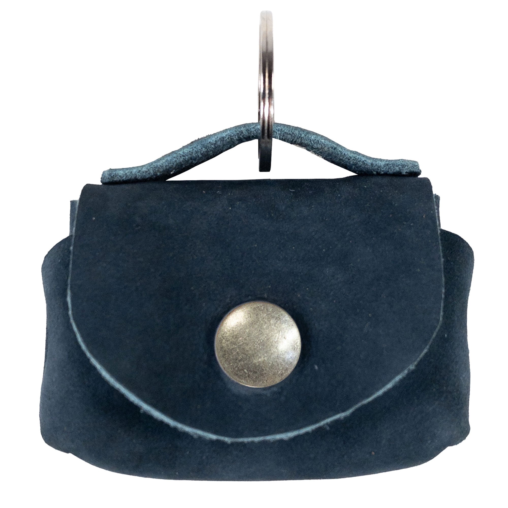 Tiny Handbag Keychain by Hide & Drink features a stylish design, showcasing a Tiny Handbag with Key Ring Holder made from Full Grain Leather. This artisan product is part of a small batch production, hand cut and hand sewn, fire branded, and proudly handmade in La Antigua Guatemala & Oaxaca Mexico.