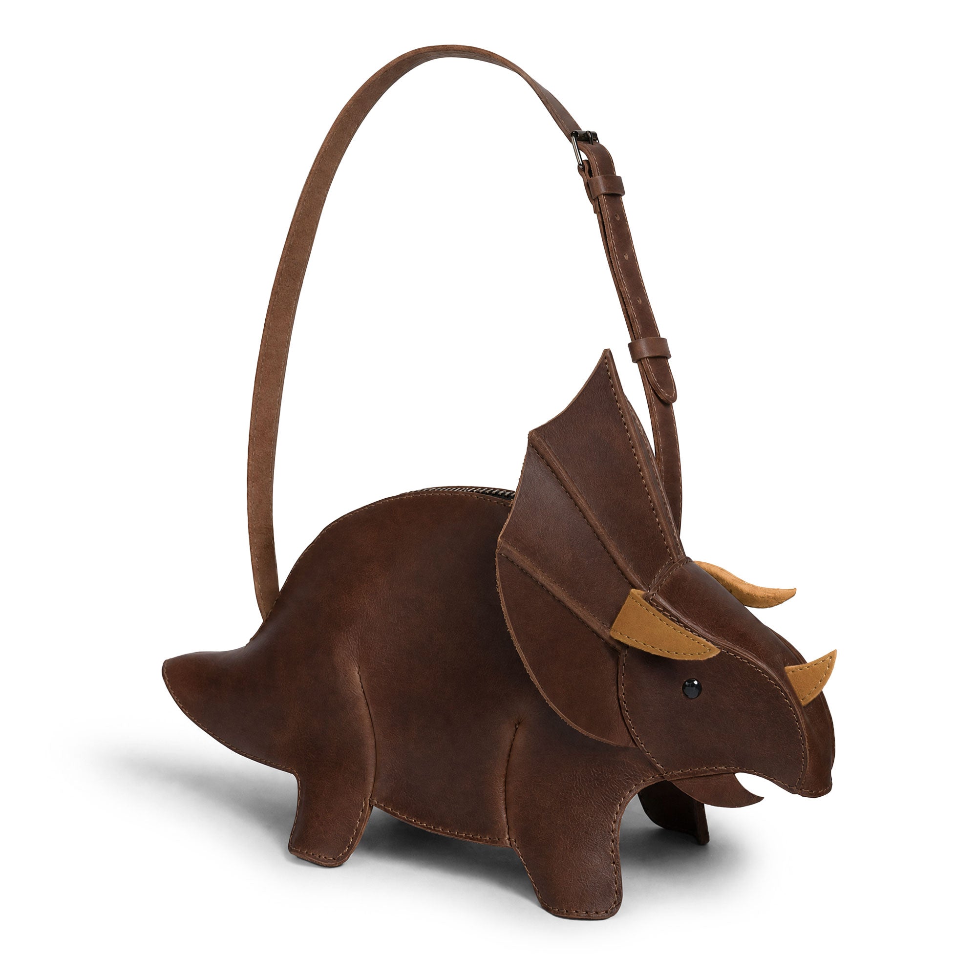 Leather Dinosaur Triceratops Crossbody Bag