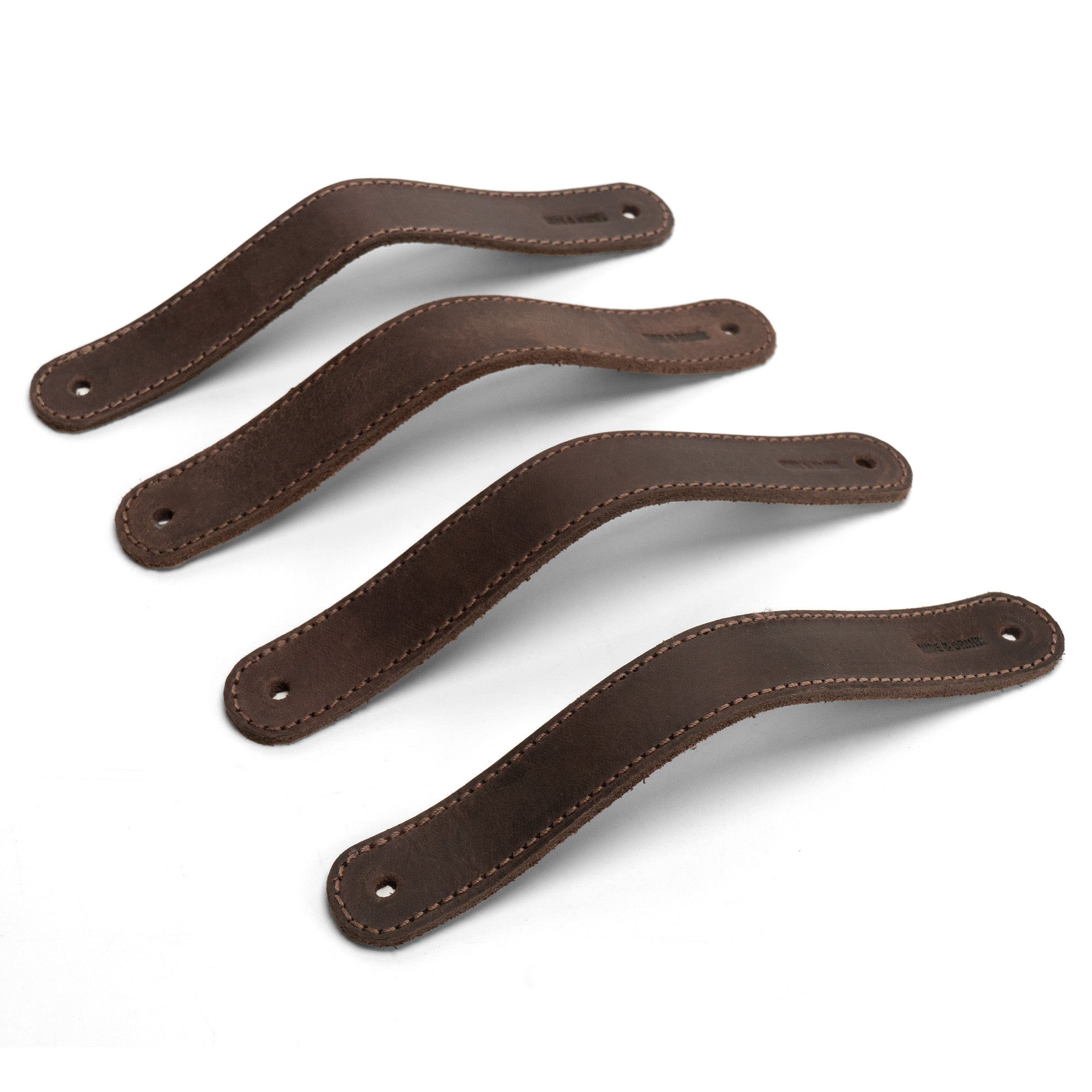 Hide & Drink Drawer Handles (4pk) featuring a set of 4 durable and versatile full grain leather handles, easy to install with pre-made holes. A stylish home accessory for DIY projects, handcrafted with care in La Antigua Guatemala.
