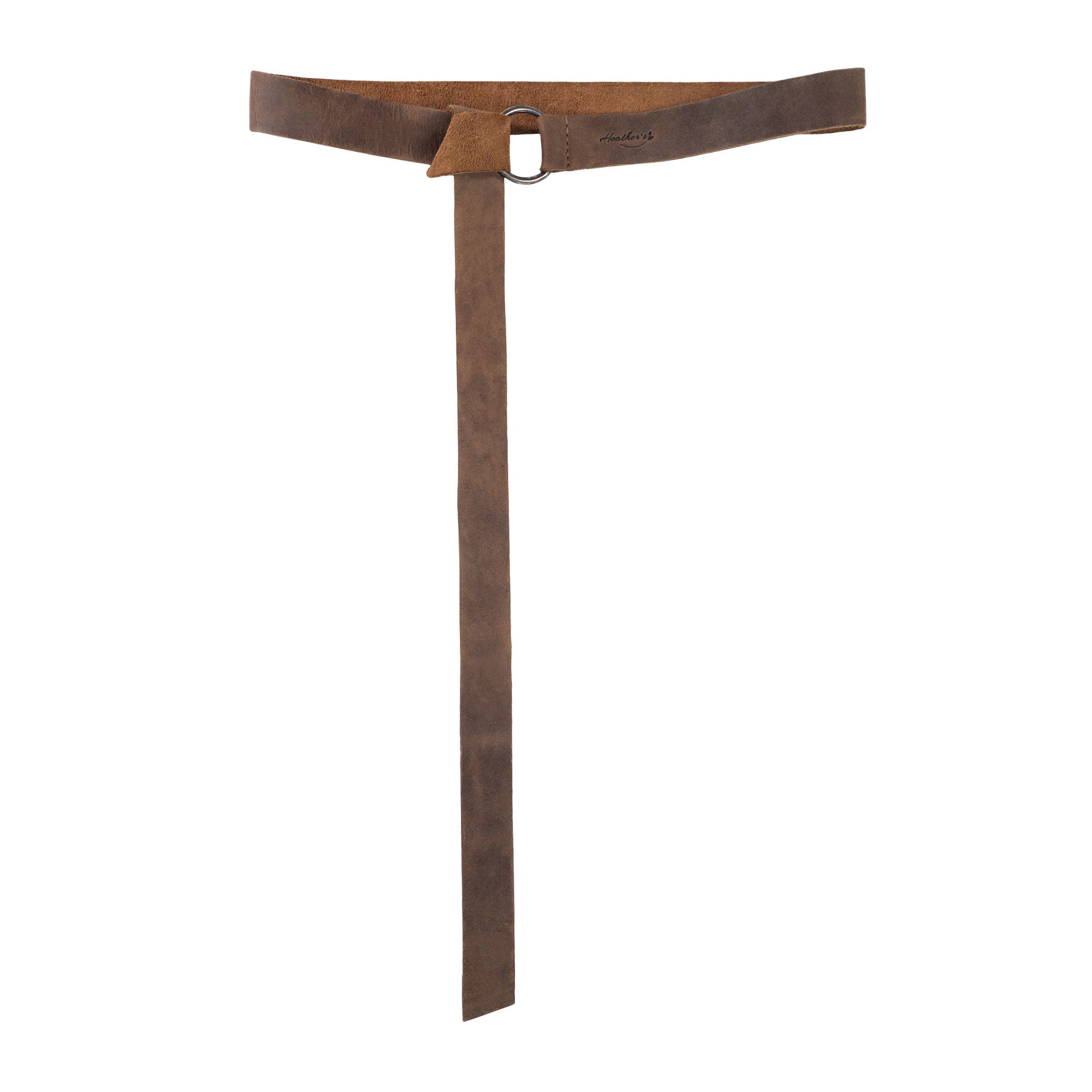 Stylish Ring Belt for Women by Heather's, featuring a no buckle waist design, made from full grain leather. A trendy and adjustable handmade waist accessory perfect for any outfit. Ring Belt for Women, No Buckle Waist Belt, Fashion, Adjustable, Full Grain Leather, Handmade Waist Accessory, Small Batch Production, Hand Cut, Hand Sewn, Fire Branded, Artisan, Handmade in La Antigua Guatemala & Oaxaca Mexico.