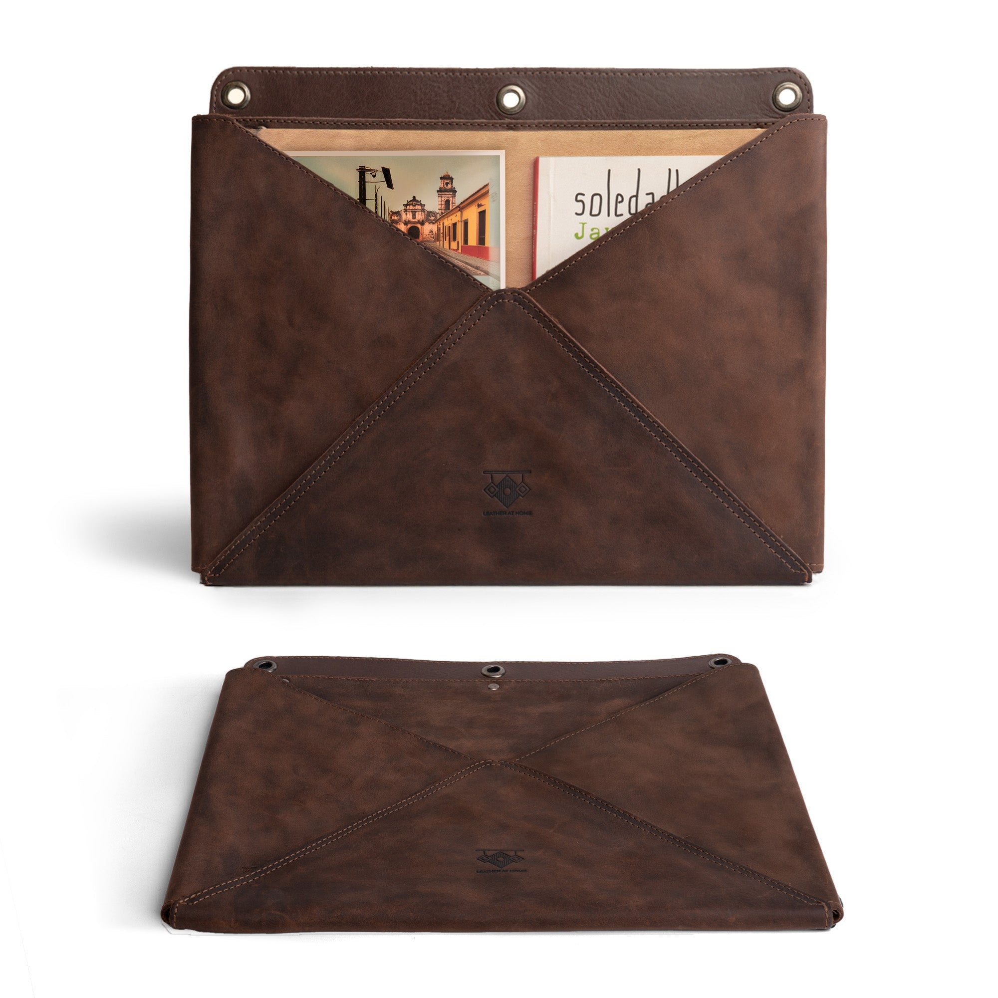 Stylish Wall File Organizer by Leather At Home, featuring a sleek design with full grain leather. Perfect as a Wall File Organizer, this Leather Wall Organizer for Office doubles as a Hanging Wall File Holder and Mail Organizer, adding a functional yet chic touch to your workspace. Handmade with care in La Antigua Guatemala & Oaxaca Mexico.