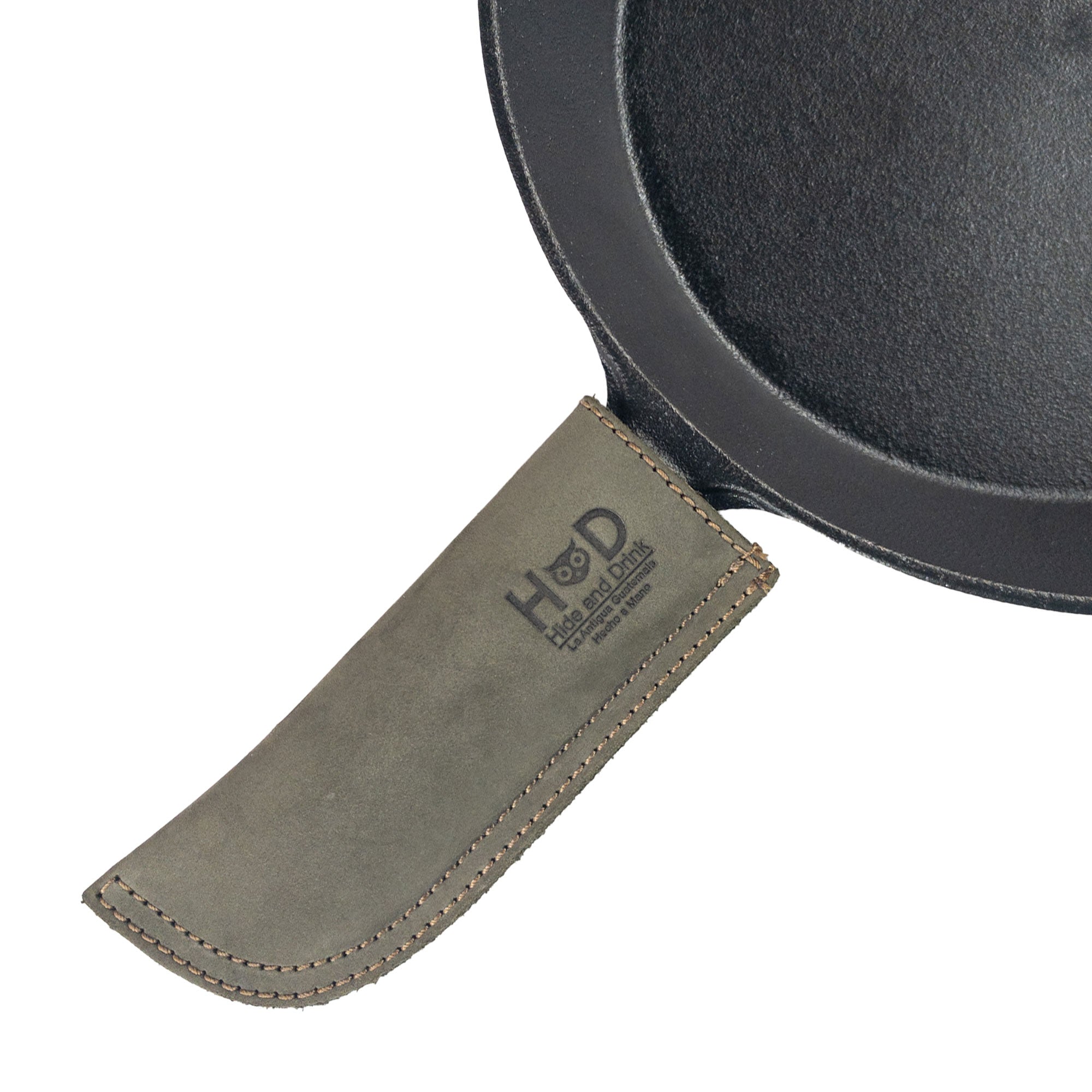 Hot Pan Handle Cover by Hide & Drink, designed for optimal heat resistance and grip on skillets, handmade by skilled artisans in La Antigua Guatemala & Oaxaca Mexico.
