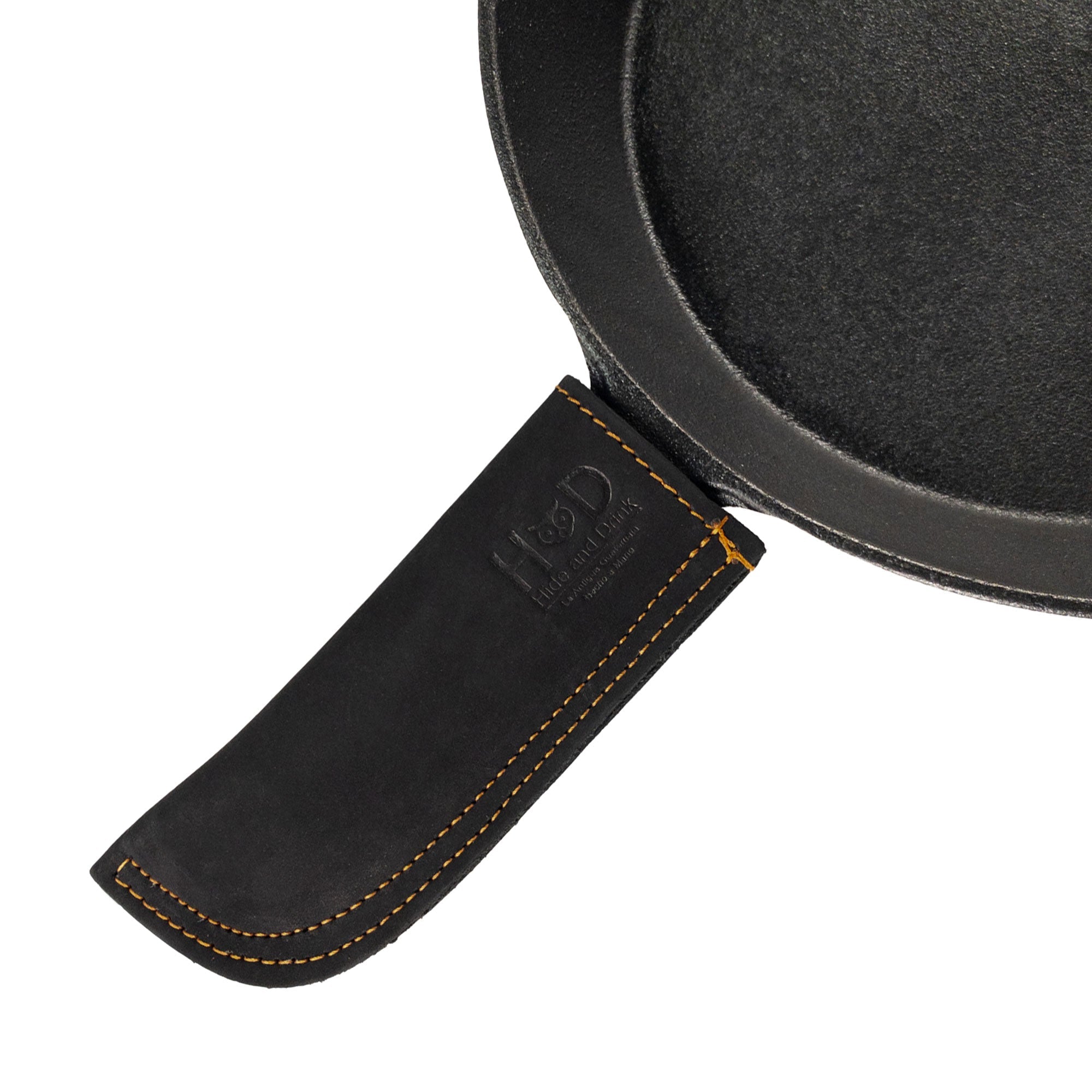 Hot Pan Handle Cover by Hide & Drink, showcasing artisan craftsmanship with heat resistance and grip for cookware, perfectly handmade in La Antigua Guatemala & Oaxaca Mexico.