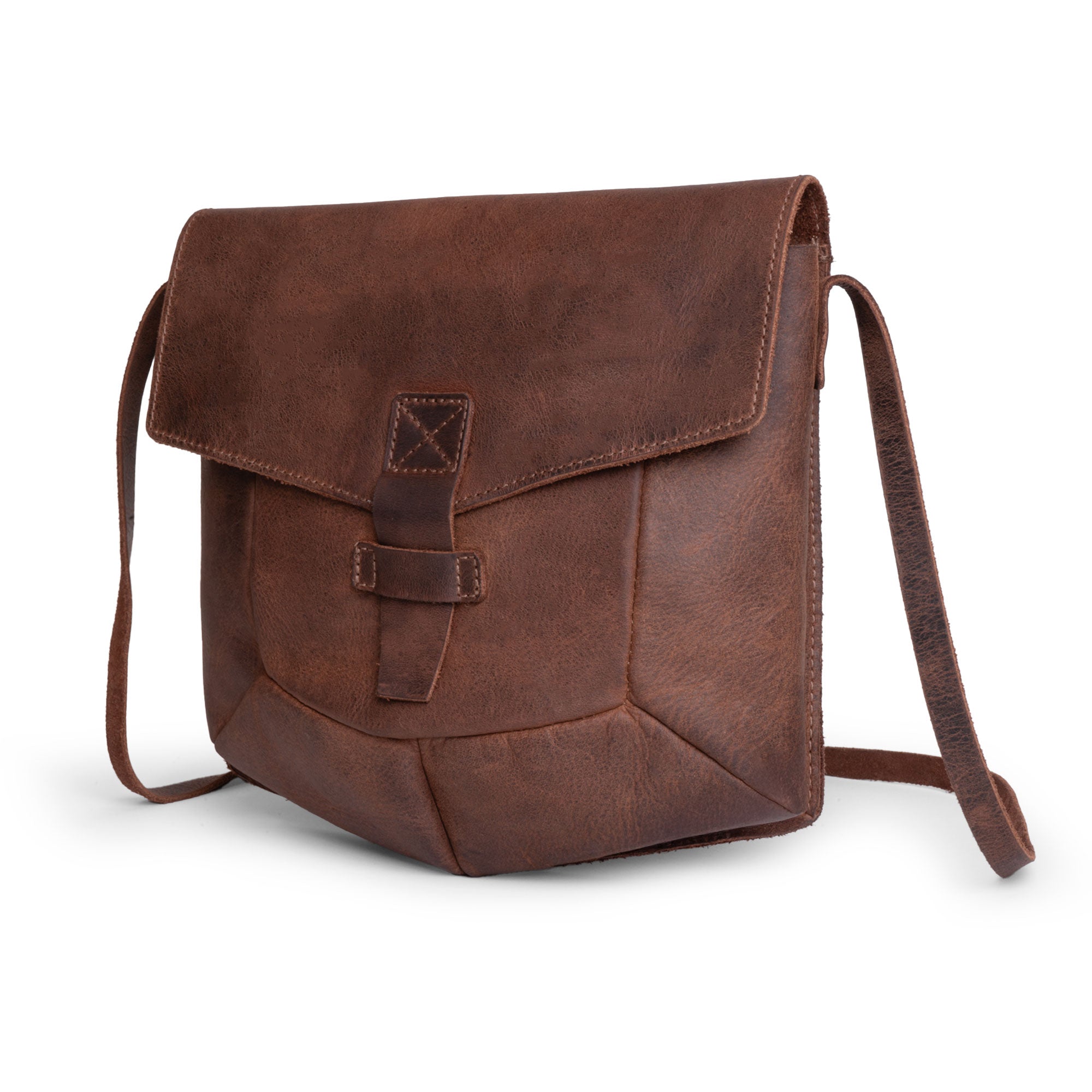 The Prisma Shoulder Bag by Hide & Drink features a vintage-inspired design with a unique Prisma shape. This small batch production vintage purse is made from full grain leather, showcasing its artisan craftsmanship. Perfect as a messenger or crossbody bag, it highlights the meticulous hand cut and hand sewn techniques used by artisans in La Antigua Guatemala & Oaxaca Mexico.