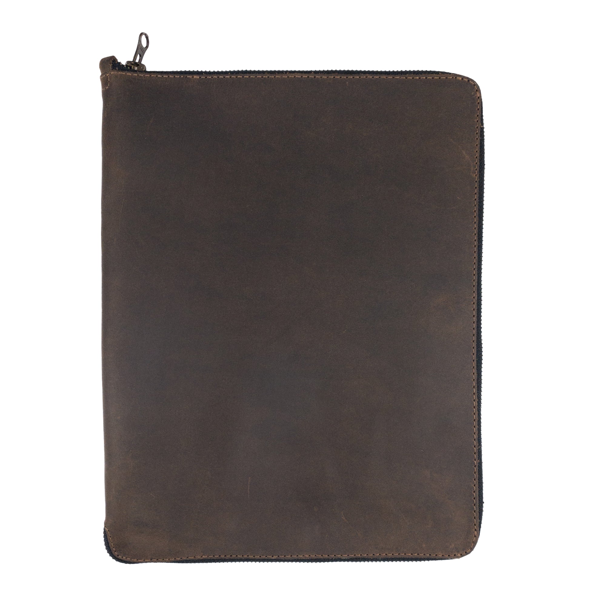 Hide & Drink Zippered Journal Cover for Moleskine (Notebook NOT Included) open with a pen and lined pad, demonstrating its practicality and artisan craftsmanship.