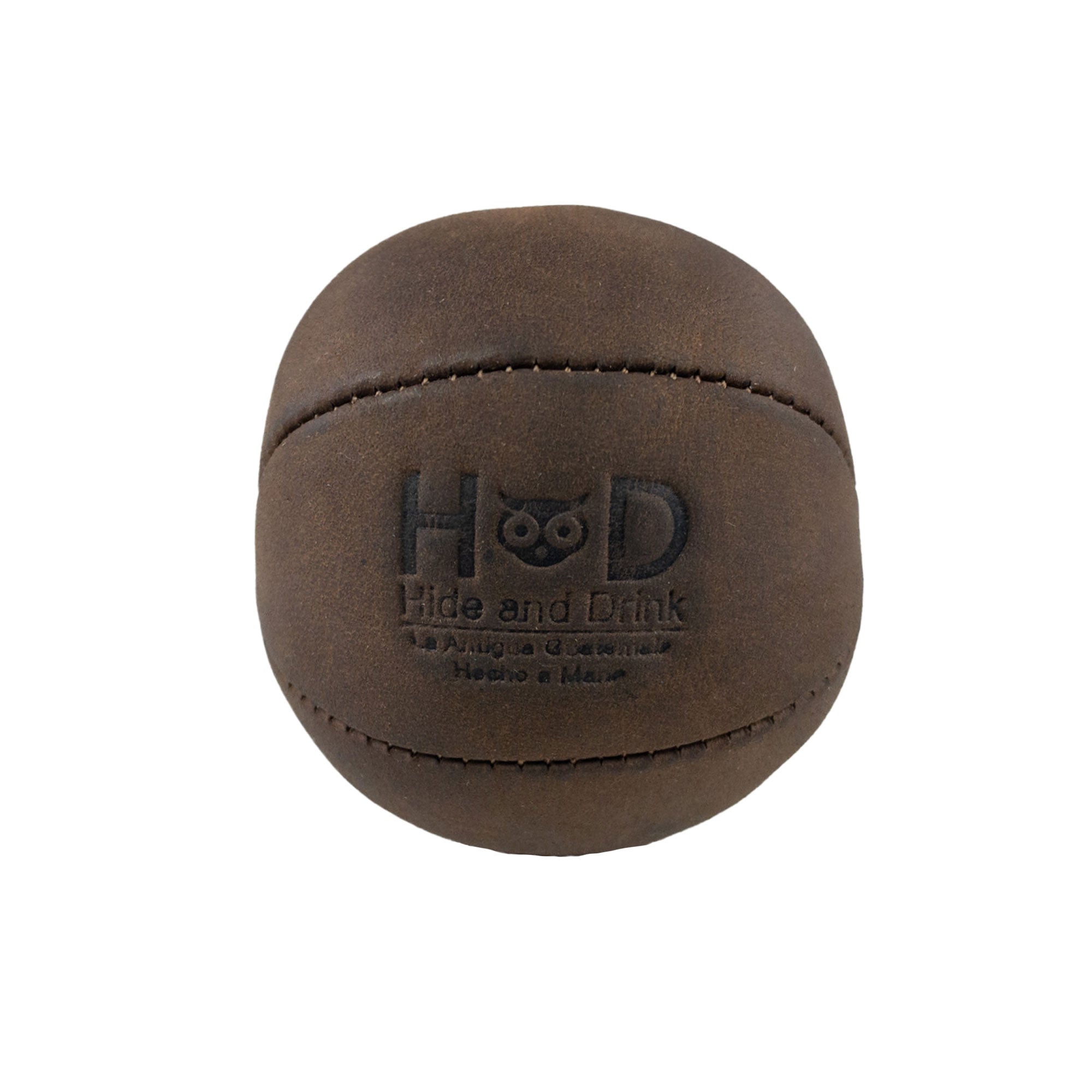 Hide & Drink Stress Ball made of full grain leather, perfect to relieve fidgeting and anxiety, exercise hand grip, and a squishy tension accessory. Great for the office with a classic style, featuring small batch production and artisan craftsmanship. Handmade in La Antigua Guatemala.