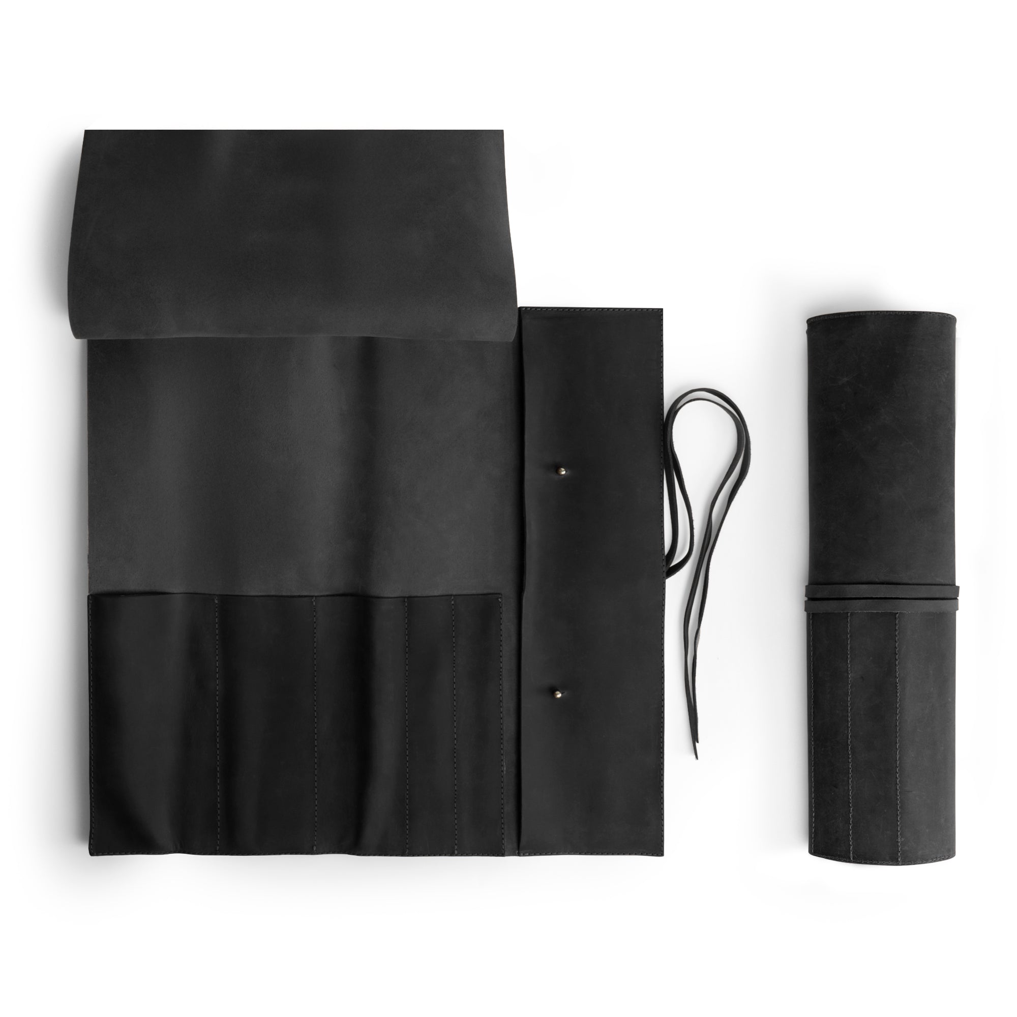 Hide & Drink Knife Roll (5 Pockets) beautifully designed and crafted from Full Grain Leather. This Chef Knife Bag serves as a versatile portable carrying case for knives, exemplifying the artisan approach through small batch production, hand cut, and hand sewn details.
