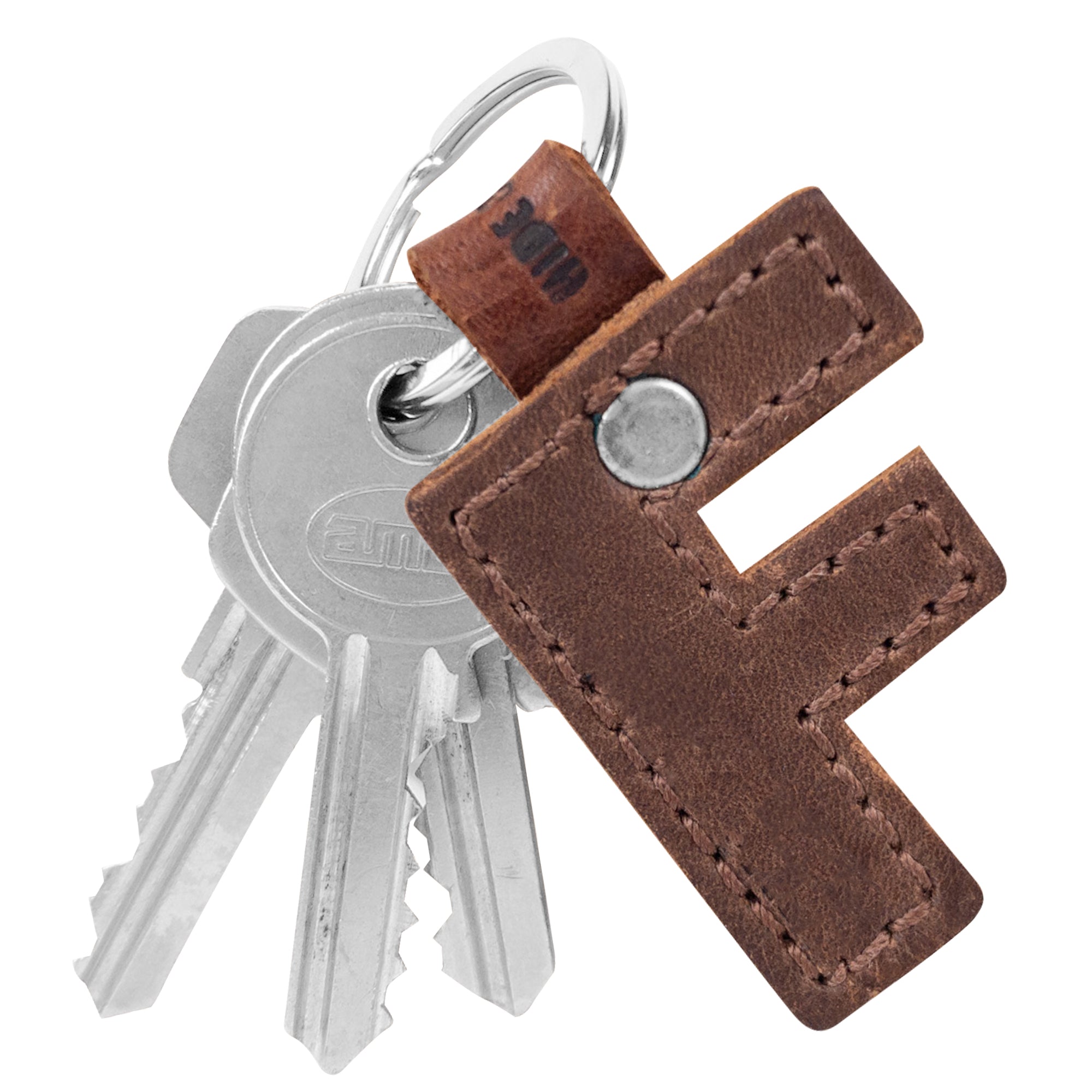 Stylish 'G' thick leather Alphabet Letter Keychain by Hide & Drink, designed for personalization. Handmade with care in La Antigua Guatemala, showcasing artisan quality.