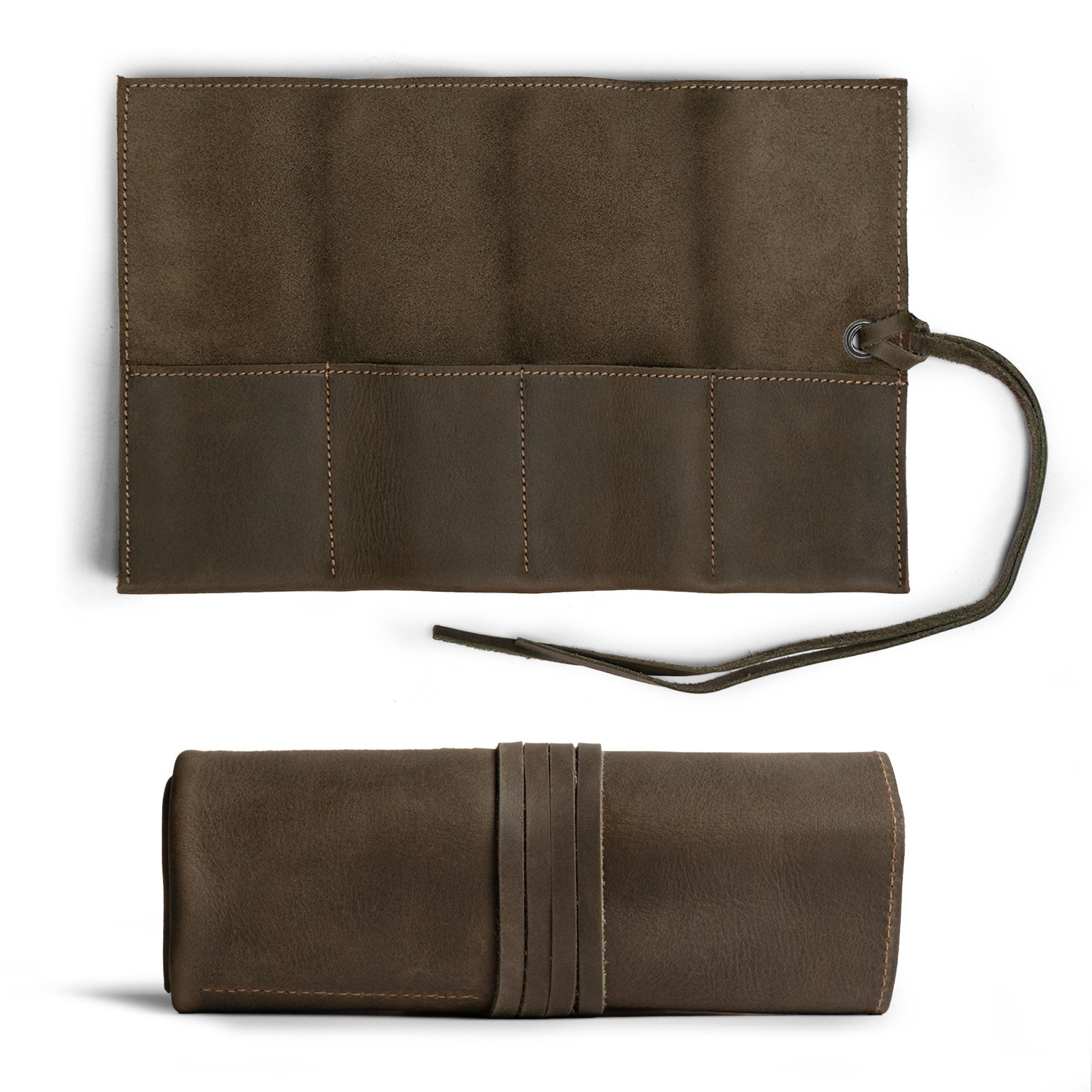 Refined Watch Roll from Hide & Drink, designed to accommodate up to 4 watches. This easy carry Watch Roll Organizer showcases full grain leather craftsmanship, highlighting small batch production, hand cut, hand sewn, and fire branded artisan quality made in La Antigua Guatemala & Oaxaca Mexico.