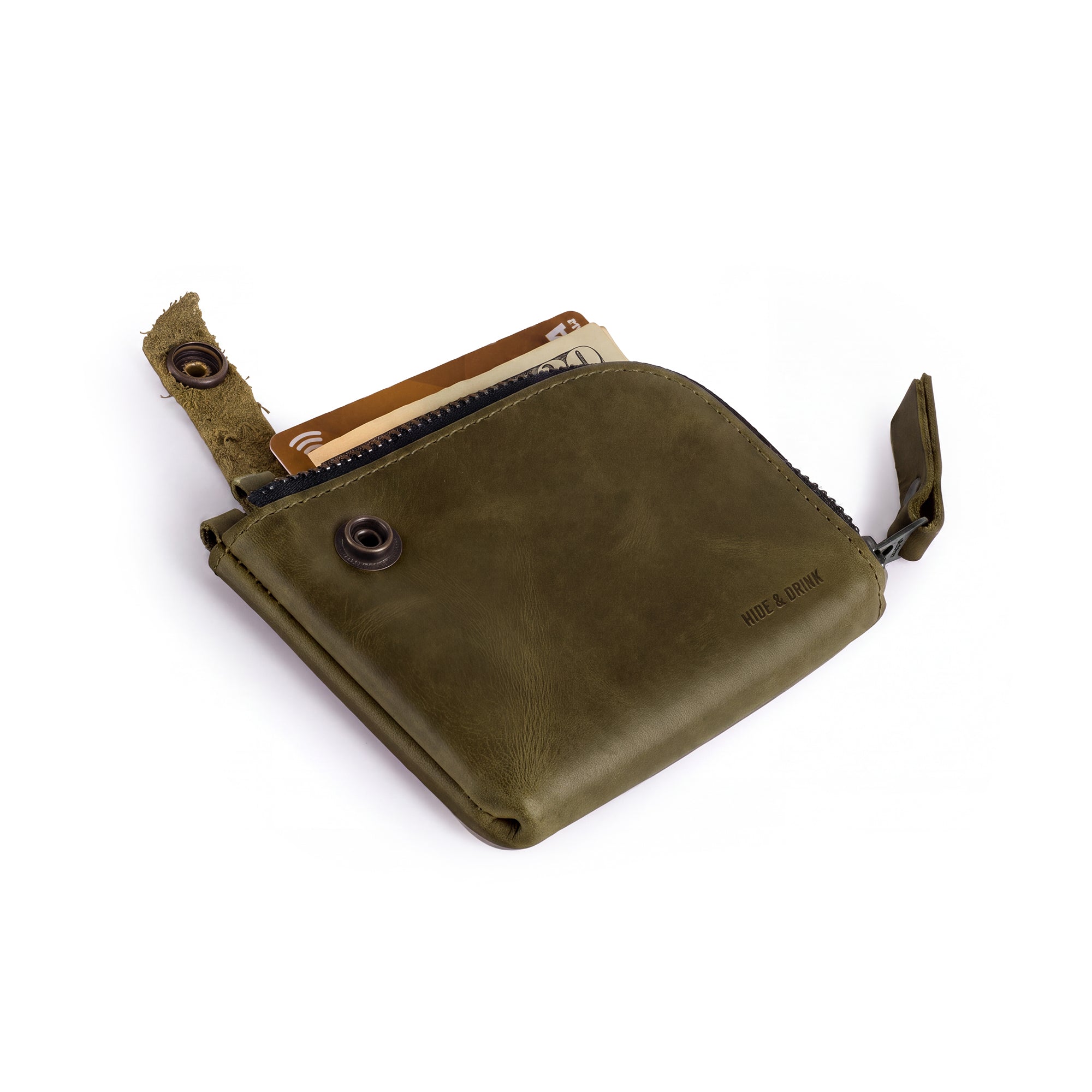 Lion's Mane Zippered Wallet by Hide & Drink, designed for effective organization of cash and cards. A stylish mini wallet providing functionality for everyday life.