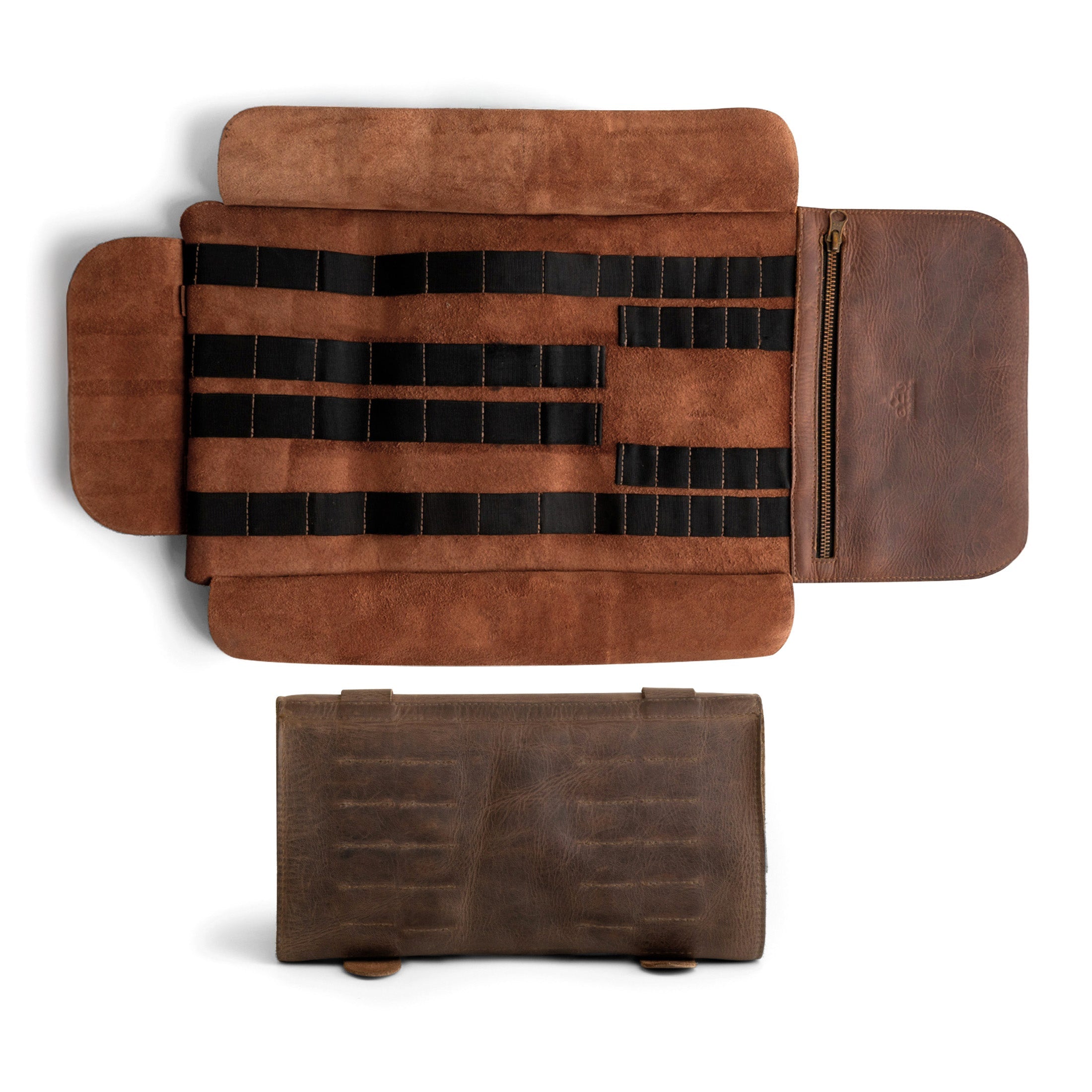 Motorcycle Tool Roll by Hide & Ride showcasing a unique Full Grain Leather Motorcycle Tool Roll Bag. This stylish Wrench Organizer for Commuters embodies functional design with its accessory pouch, making it ideal for bikers. Artisan crafted in La Antigua Guatemala, it's a testament to small batch production and the skilled craftsmanship of hand cut and hand sewn goods.