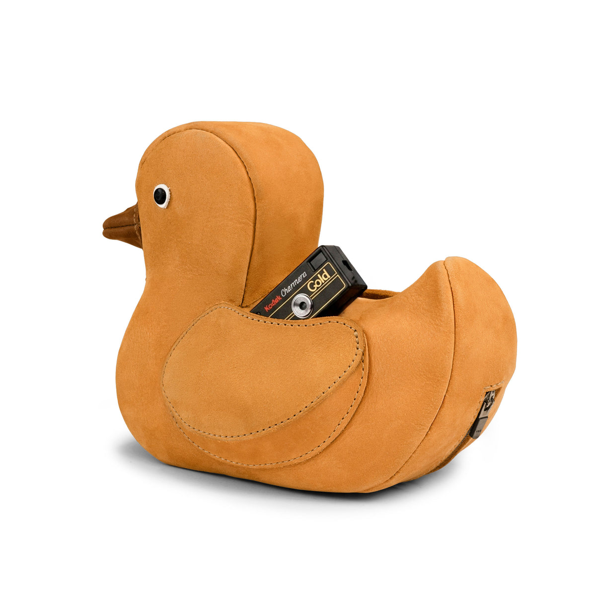 Tudi Frudi Leather Rubber Ducky Pouch shown holding a car key, featuring a Leather Rubber Ducky Pencil Pouch design, Small Pen Organizer, and Zippered Holder Wallet for Coins, Change Purse, Money Pouches for Men and Women, Saving Box, and Cable Holder made with Full Grain Leather; StockyardX, Small Batch Production, Hand Cut, Hand Sewn, Fire Branded, Artisan, Handmade in La Antigua Guatemala & Oaxaca Mexico.