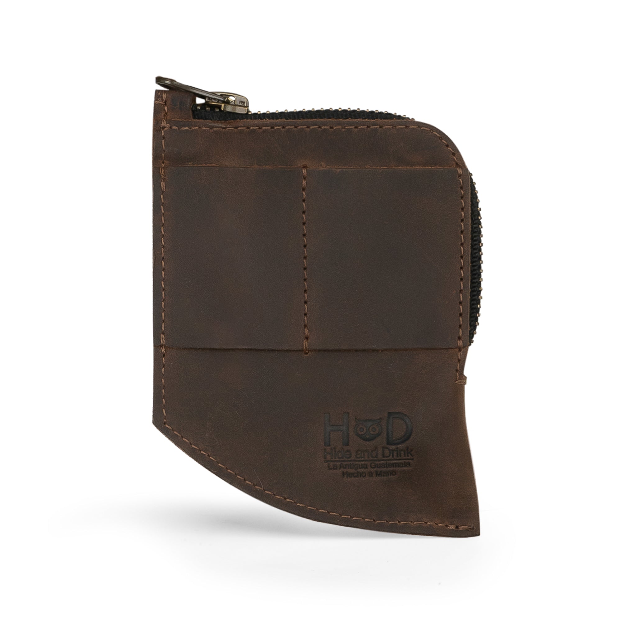 Hide & Drink EDC Pocket Wallet showcasing a sleek design perfect for storing cash and cards, made from durable full grain leather. This handmade wallet highlights small batch production and artisan craftsmanship.