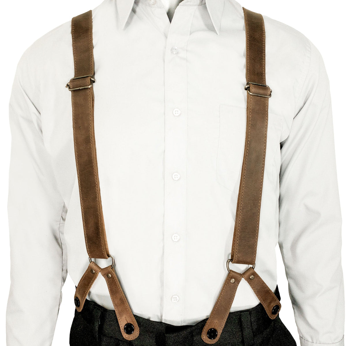 Rustic Button End Suspenders – StockyardX, The Leather Store