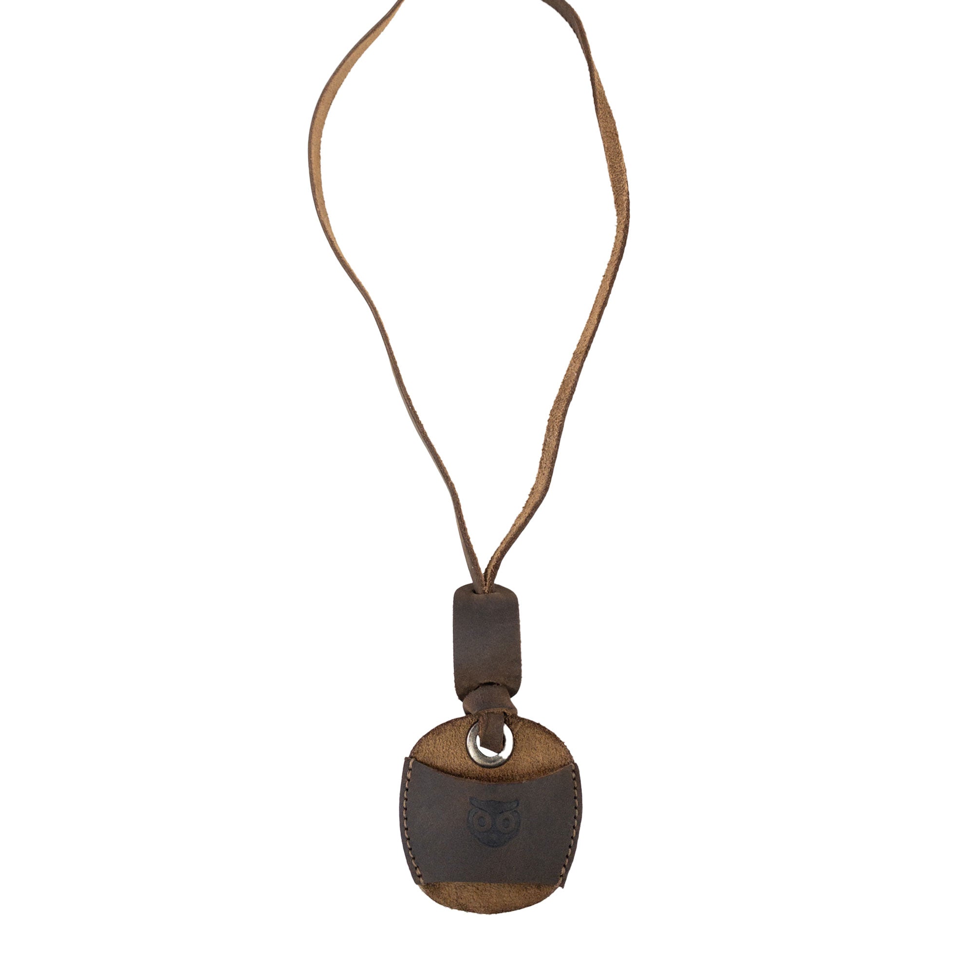 Hide & Drink Eyeglasses Holder displayed with leather neck strap, designed for easy access. This Eyeglasses Holder is crafted from full grain leather, perfect for keeping sunglasses and reading glasses secure. Small batch production, artisan craftsmanship in La Antigua Guatemala & Oaxaca Mexico.