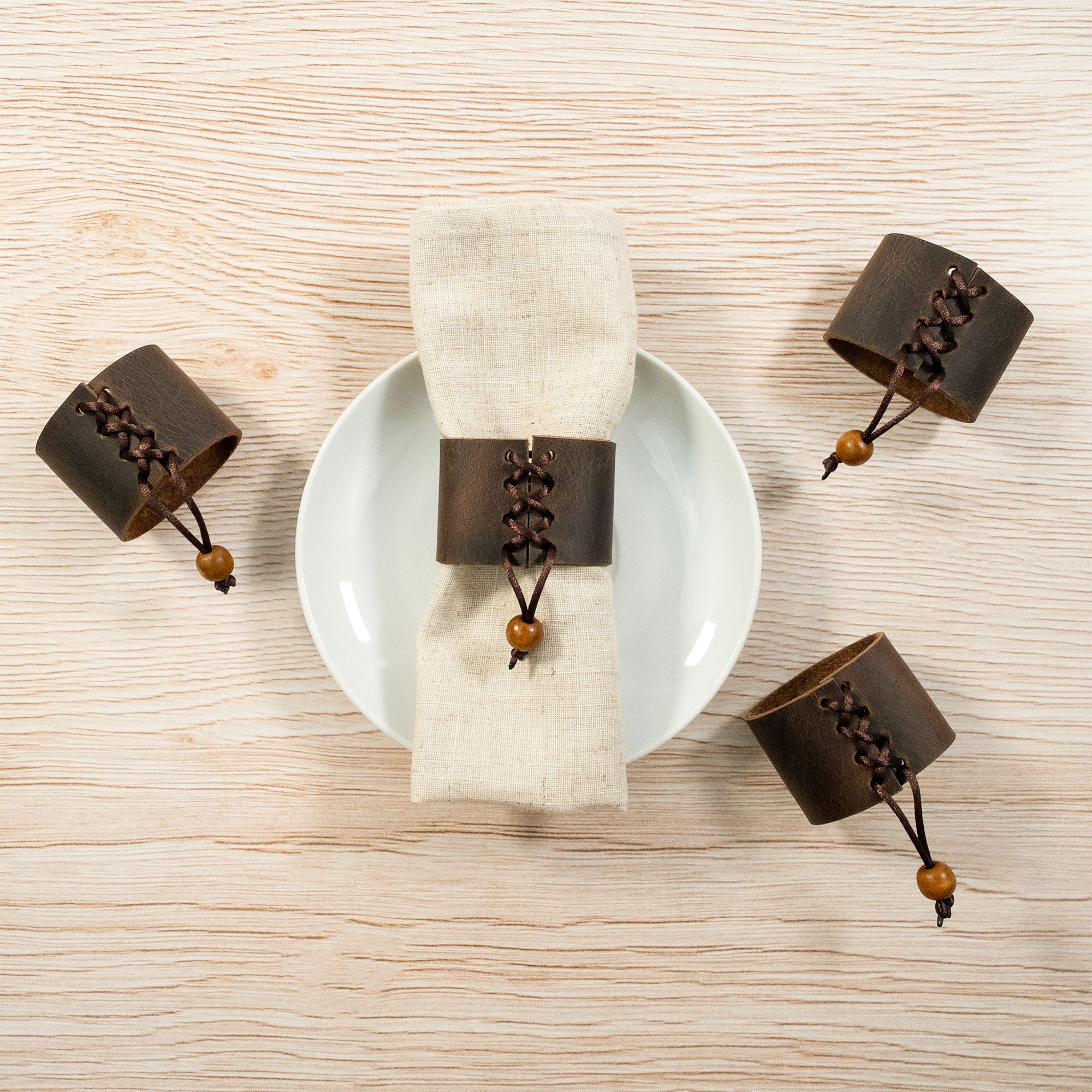 Set of 4 Napkin Ring Holders for Weddings - Stockyard X 'The Leather Store'