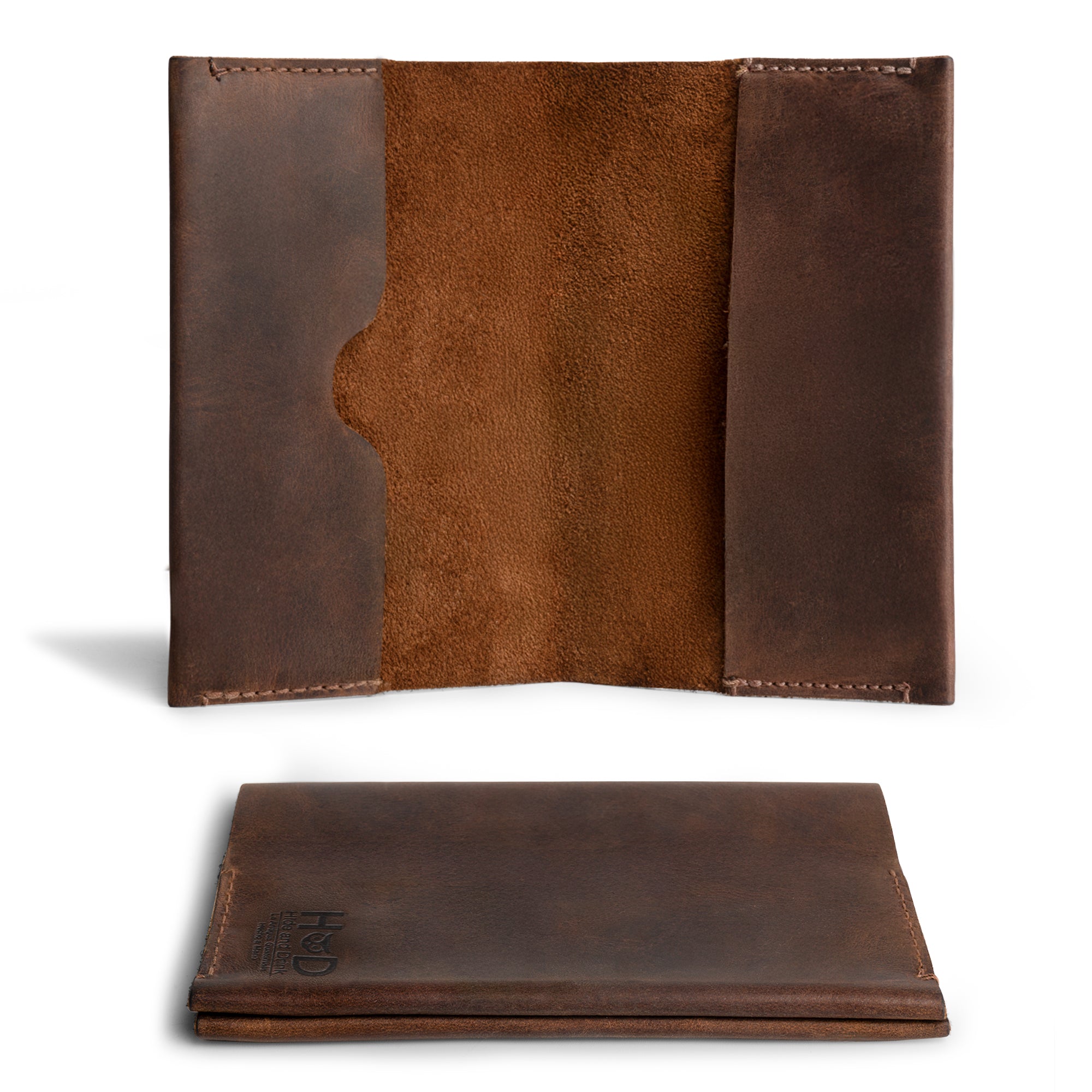 Hide & Drink Field Notes Cover, showcasing a durable pocket-sized memo books cover compatible with Field Notes (3.5 x 5.5 in.) journal case with card slot. Artisan-crafted from full grain leather, ideal for on-the-go note-taking.