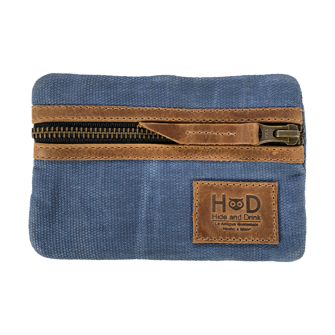 Zippered blue Multi-tool Pocket Pouch by Hide & Drink, showcasing its stylish design and premium quality materials—perfect as a mini camping tool case.