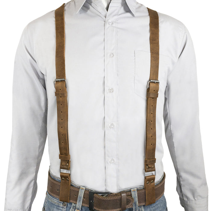 X Back Suspenders with Belt Loops - Stockyard X 'The Leather Store'