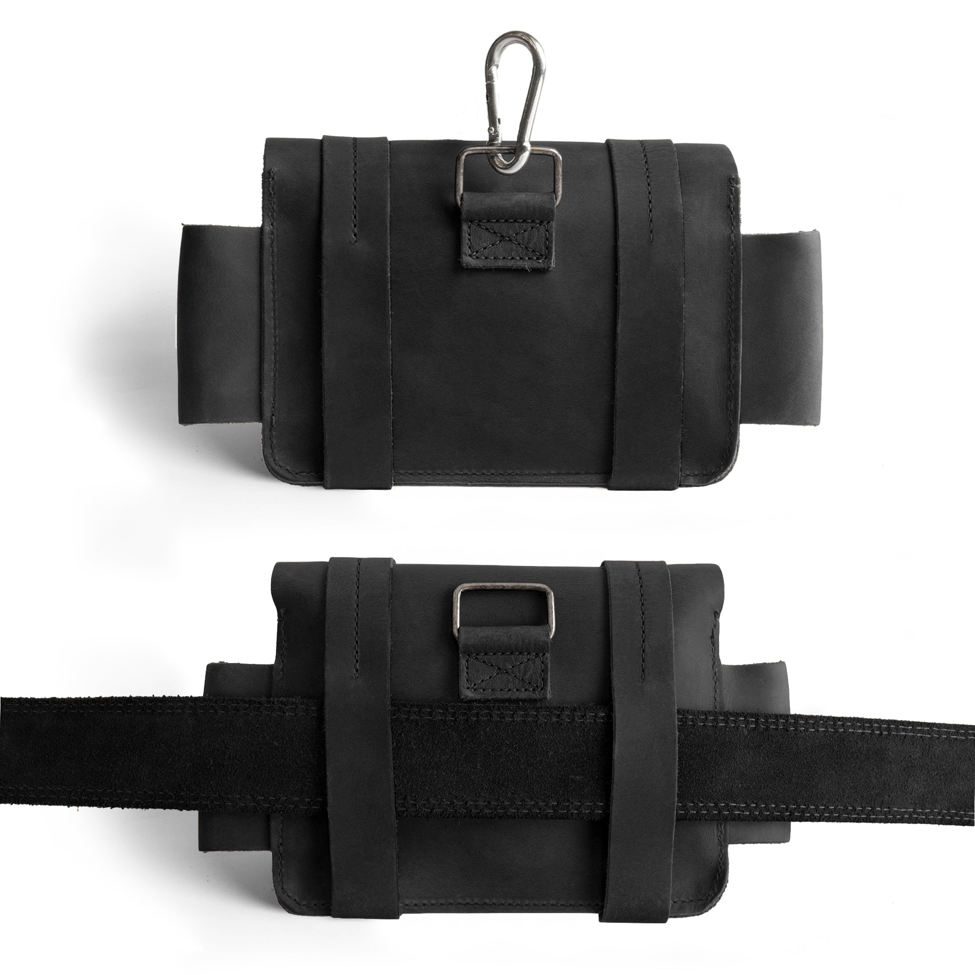 Hide & Drink's black Empty First Aid Bag, Mini Medical Storage Pouch featuring a sturdy hook, perfect for attaching to bags or belts. This Empty First Aid Bag combines style and functionality, crafted from Full Grain Leather with a focus on artisan craftsmanship in La Antigua Guatemala.