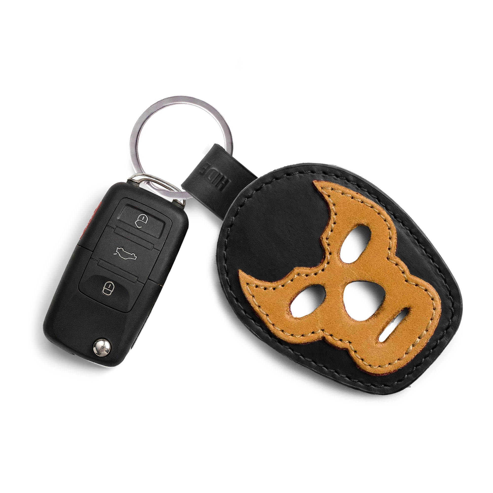 Luchador Mask Leather Keychain