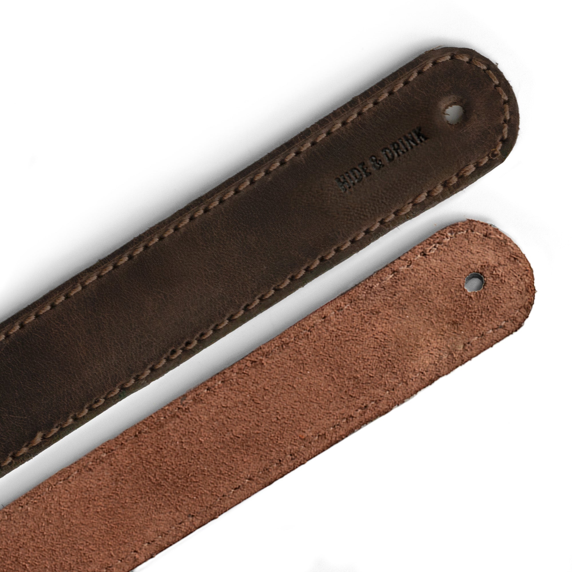 Hide & Drink Drawer Handles (4pk) displaying a close-up of durable full grain leather textures, ideal for easy installation with pre-made holes. Perfect for adding a stylish touch to any furniture, artisan crafted in La Antigua Guatemala.