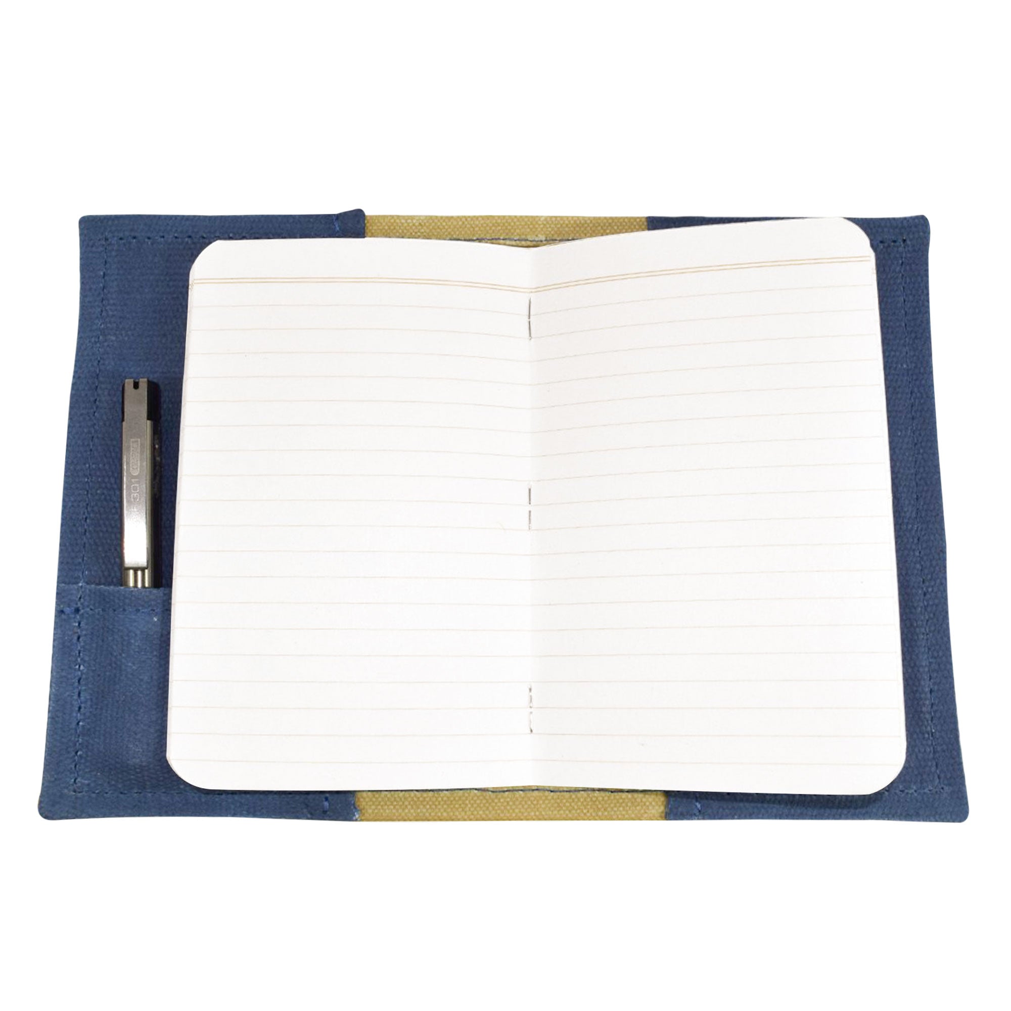 Unique angle of the Hide & Drink Waxed Canvas Field Notes Cover revealing its smooth finish and functional design. Perfect for the active lifestyle, this Wallet Case (3.5 x 5.5 in.) Journal Cover is made from Full Grain Leather, ensuring both style and durability.