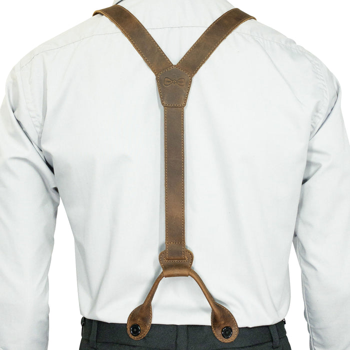 Y Back Button End Suspenders - Stockyard X 'The Leather Store'