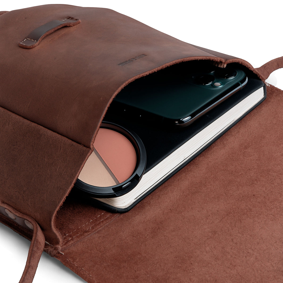 Prisma Brown Leather emboss backpack. made in Italy Italian Stylish Handmade Leather Backpack Unisex | Made in  main image 3