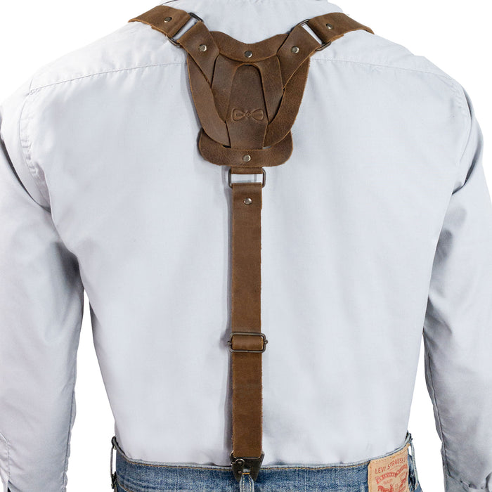 Rustic Suspenders with Adjustable Size Straps for Men - Stockyard X 'The Leather Store'