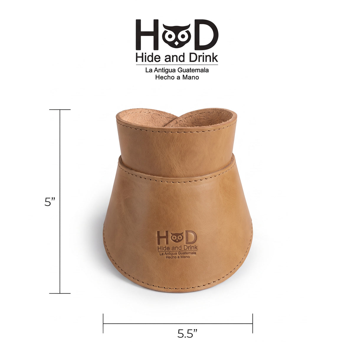 Hide & Drink Chemex Collar in navy leather, showcasing stylish design and quality craftsmanship. Compatible with Chemex 6-Cup Glass pour over coffee, handmade in La Antigua Guatemala & Oaxaca Mexico.