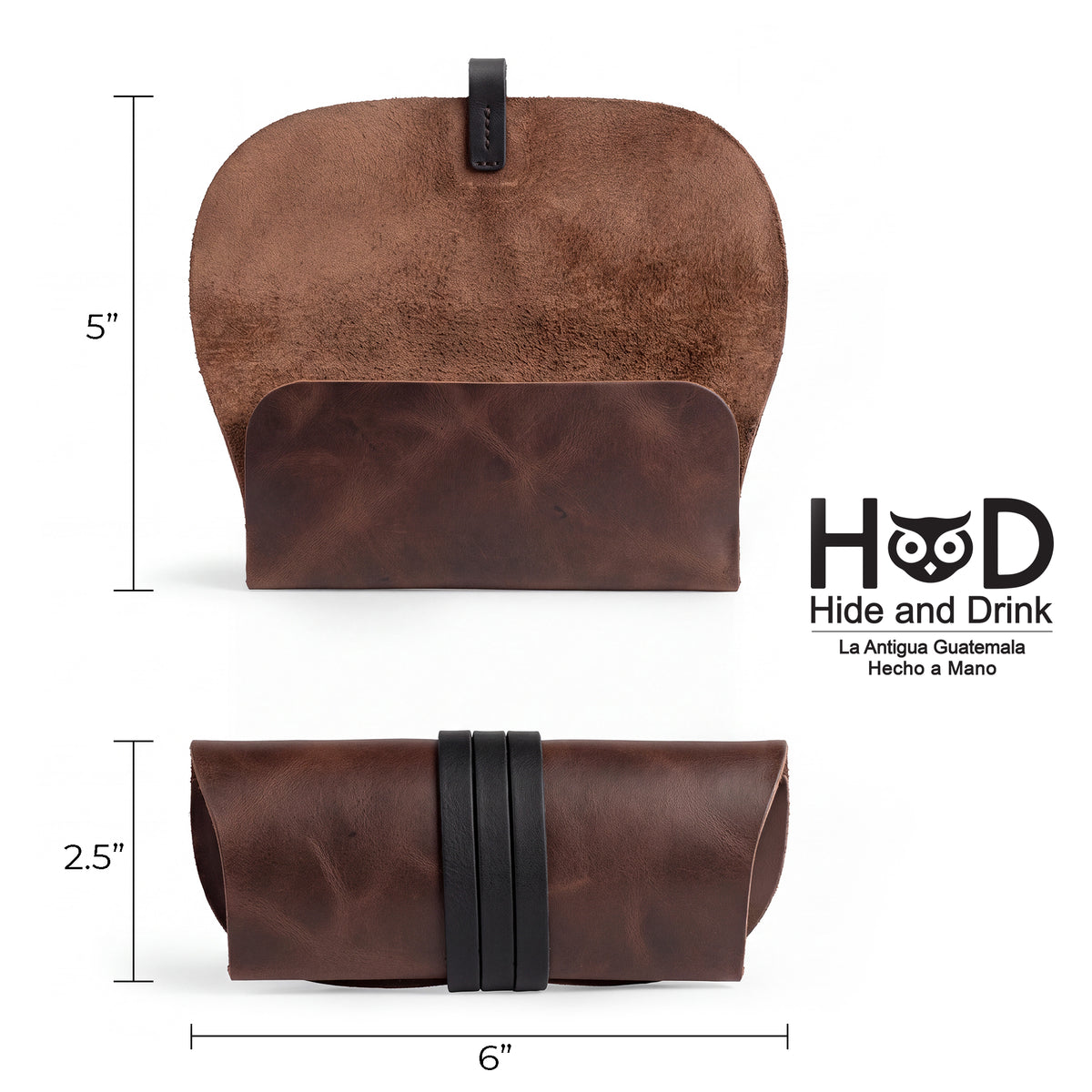 Hide & Drink Sunglass Wrap shows off the beautiful craftsmanship of full grain leather. This eye glasses storage solution is handmade in La Antigua Guatemala, combining style and functionality for travel. Artisan constructed, it is hand cut and hand sewn for optimum durability.