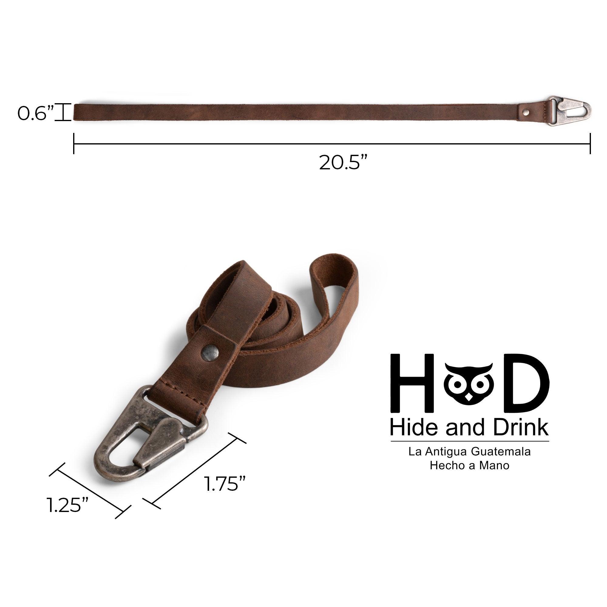 Lanyard Keychain from Hide & Drink, featuring a sleek neck strap with hook made of full grain leather. This artisan-friendly accessory, handmade in La Antigua Guatemala & Oaxaca Mexico, is perfect for organizing keys or ID for men and women.