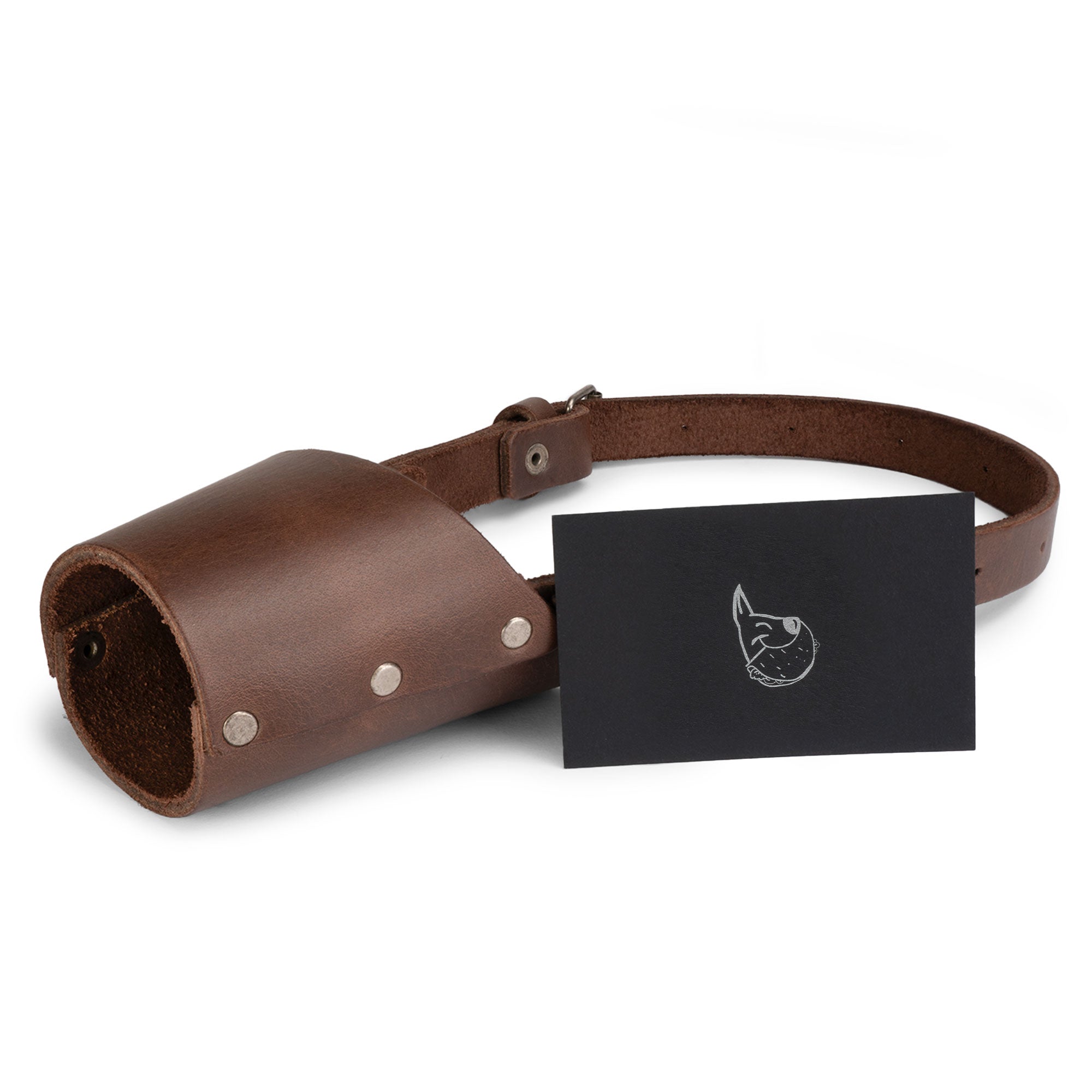 Detailed view of Taco Dog Dog Muzzle, emphasizing its comfortable design made from high-quality full grain leather. This secure muzzle prevents biting and chewing during training.