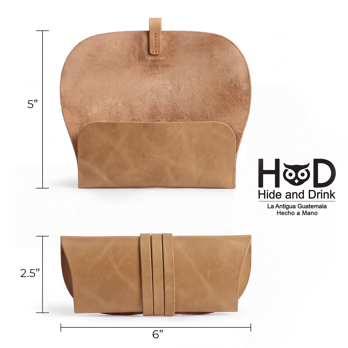 Hide & Drink Sunglass Wrap is crafted from premium full grain leather for durability. This eye glasses storage solution is ideal for travel, showcasing handmade artisan quality. Each piece is hand cut and sewn in La Antigua Guatemala, ensuring rustic elegance.