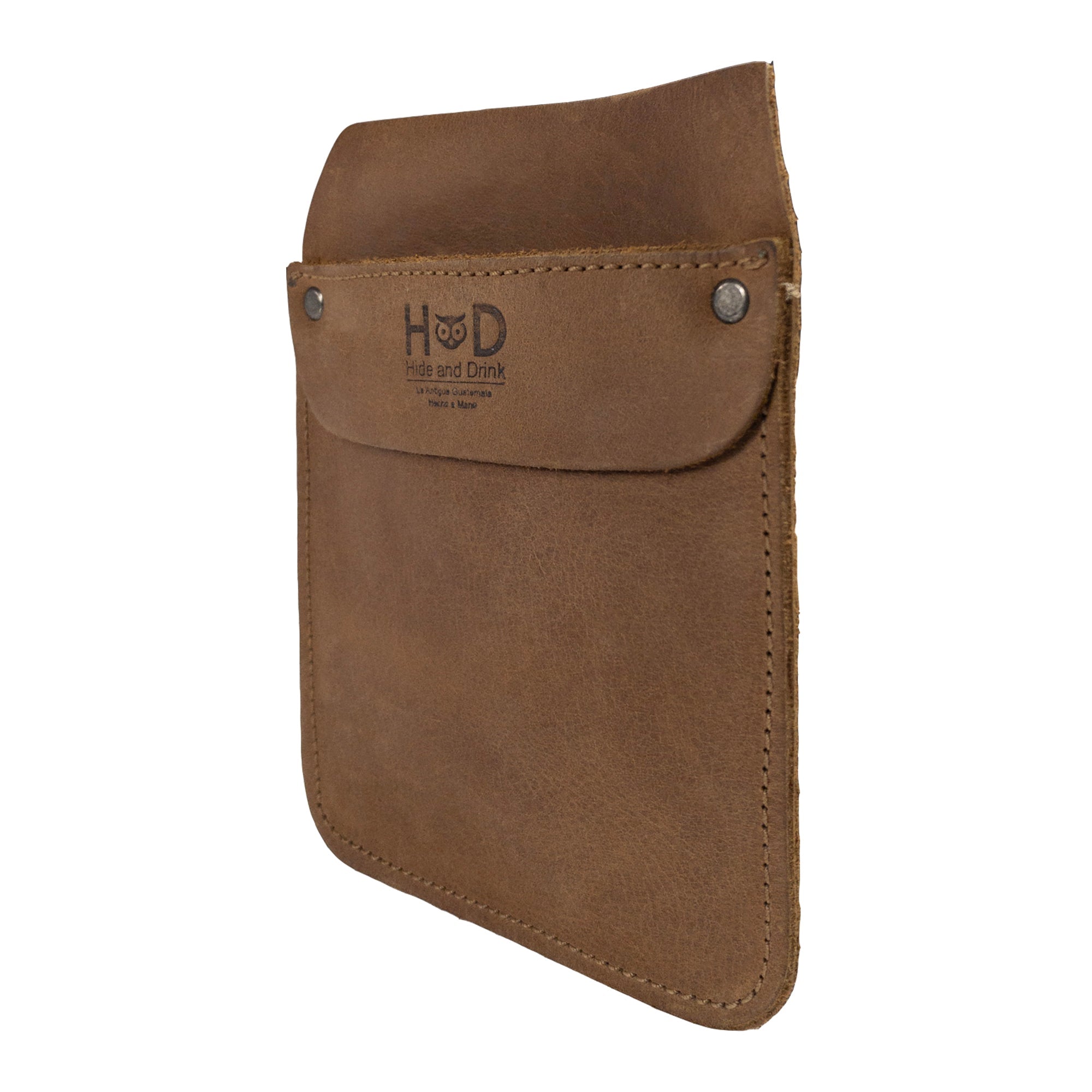 Hide & Drink Leather Work Pocket with random tools inside, showcasing its utility. This Leather Work Pocket serves as an effective Work Pocket Organizer for Tools on job sites and in everyday life.