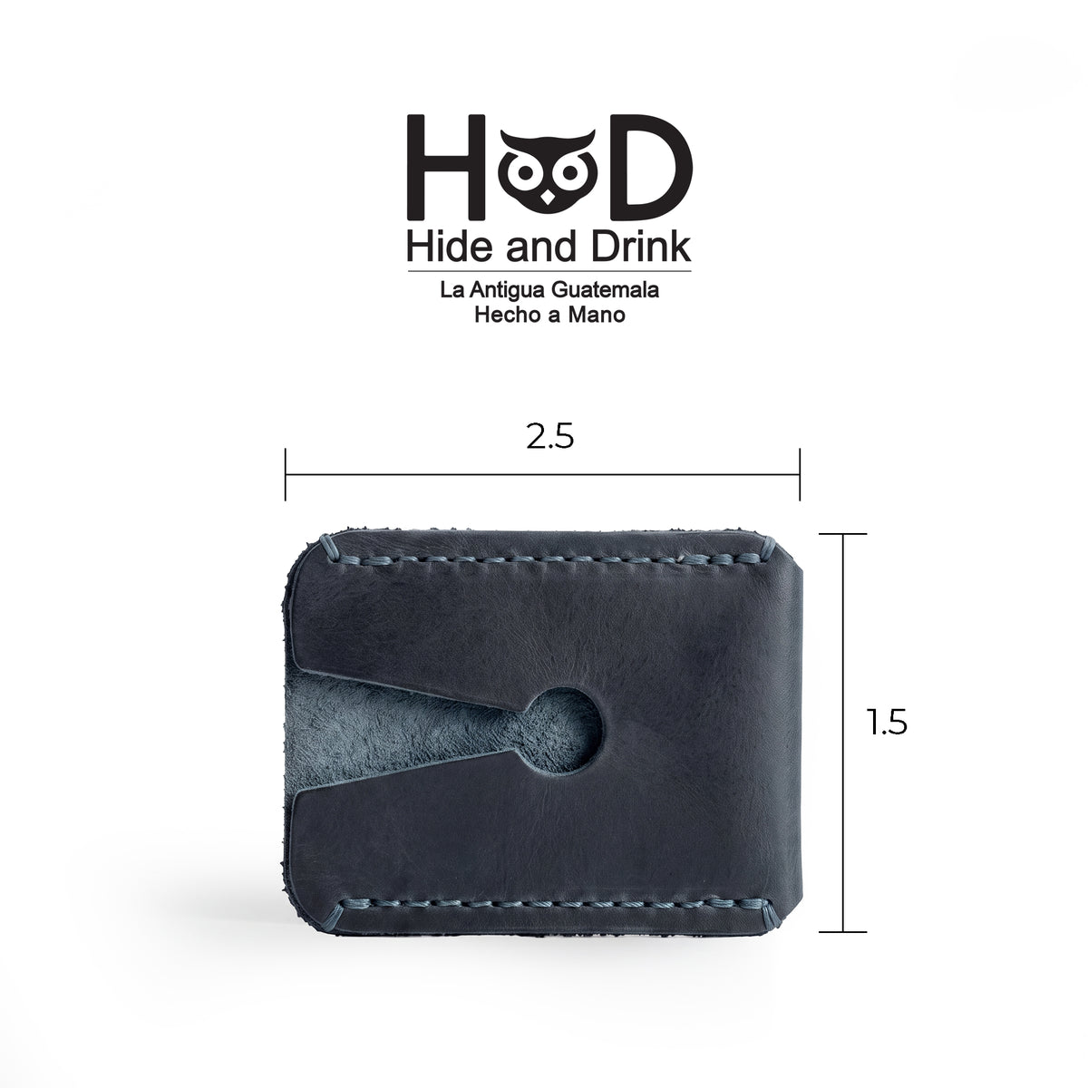 Measurement representation of a Razor Head Cover by Hide & Drink, showing dimensions of 2.50 inches by 2 inches, illustrating its perfect fit for double edge safety razors. This handmade, artisan-crafted full grain leather protective sheath serves as a thoughtful shaving travel cover, ensuring durability and style, made in La Antigua Guatemala.