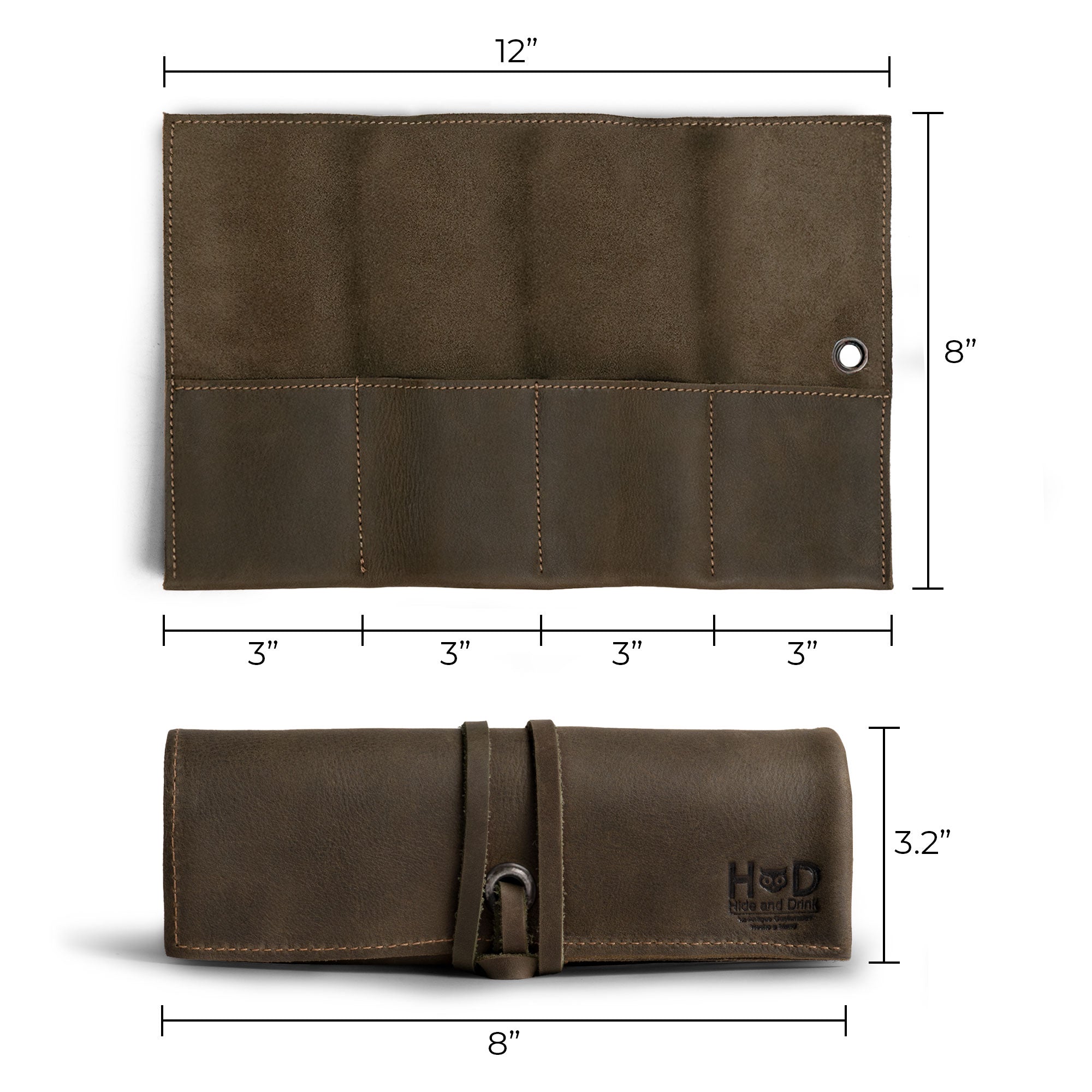 Stylish brown Watch Roll from Hide & Drink, designed for up to 4 watches. This easy carry Watch Roll Organizer features full grain leather craftsmanship, showcasing small batch production, hand cut, hand sewn artisan quality, fire branded made in La Antigua Guatemala & Oaxaca Mexico.