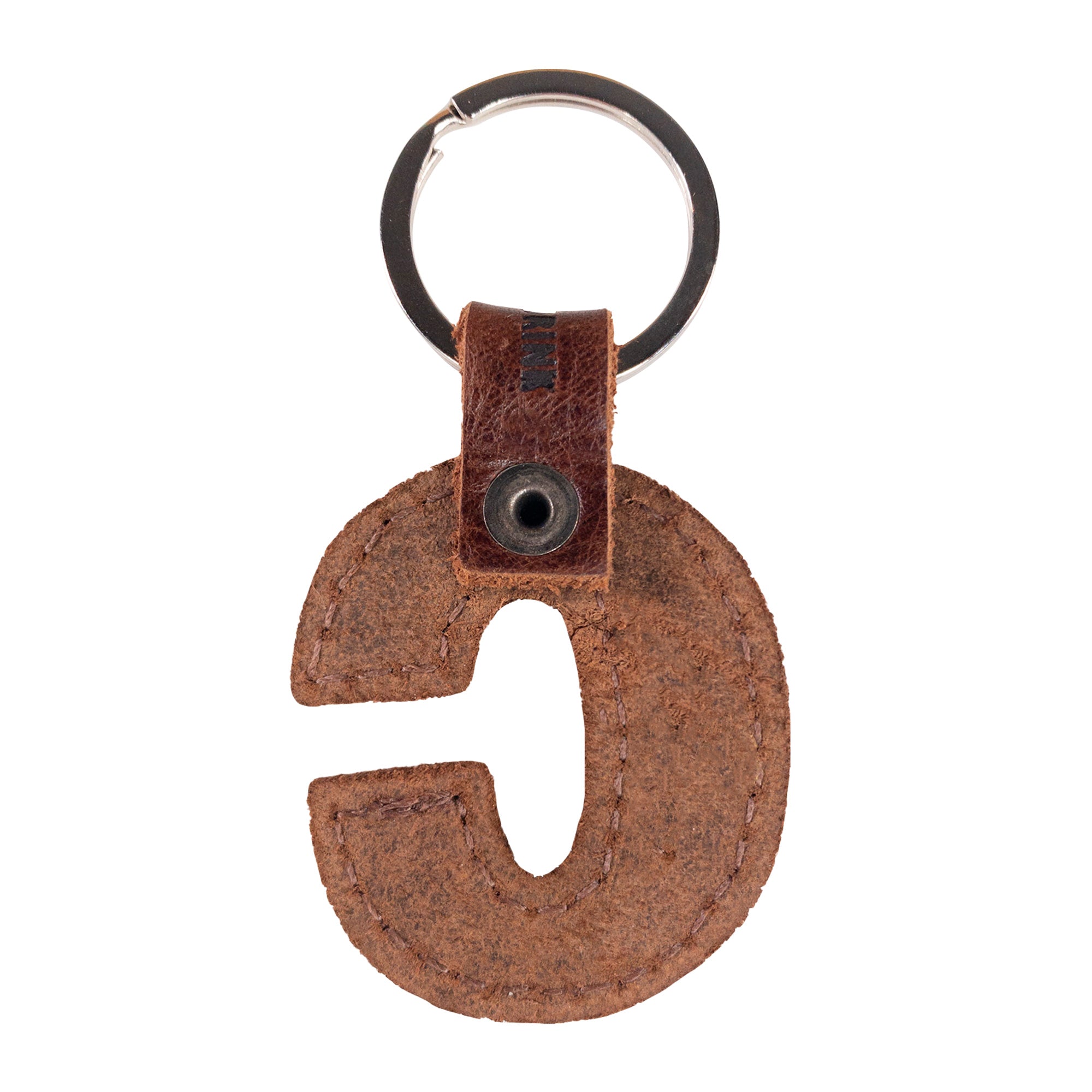 Stylish 'C' thick leather Alphabet Letter Keychain by Hide & Drink, showcasing artisan craftsmanship from La Antigua Guatemala. A perfect gift for letter lovers.