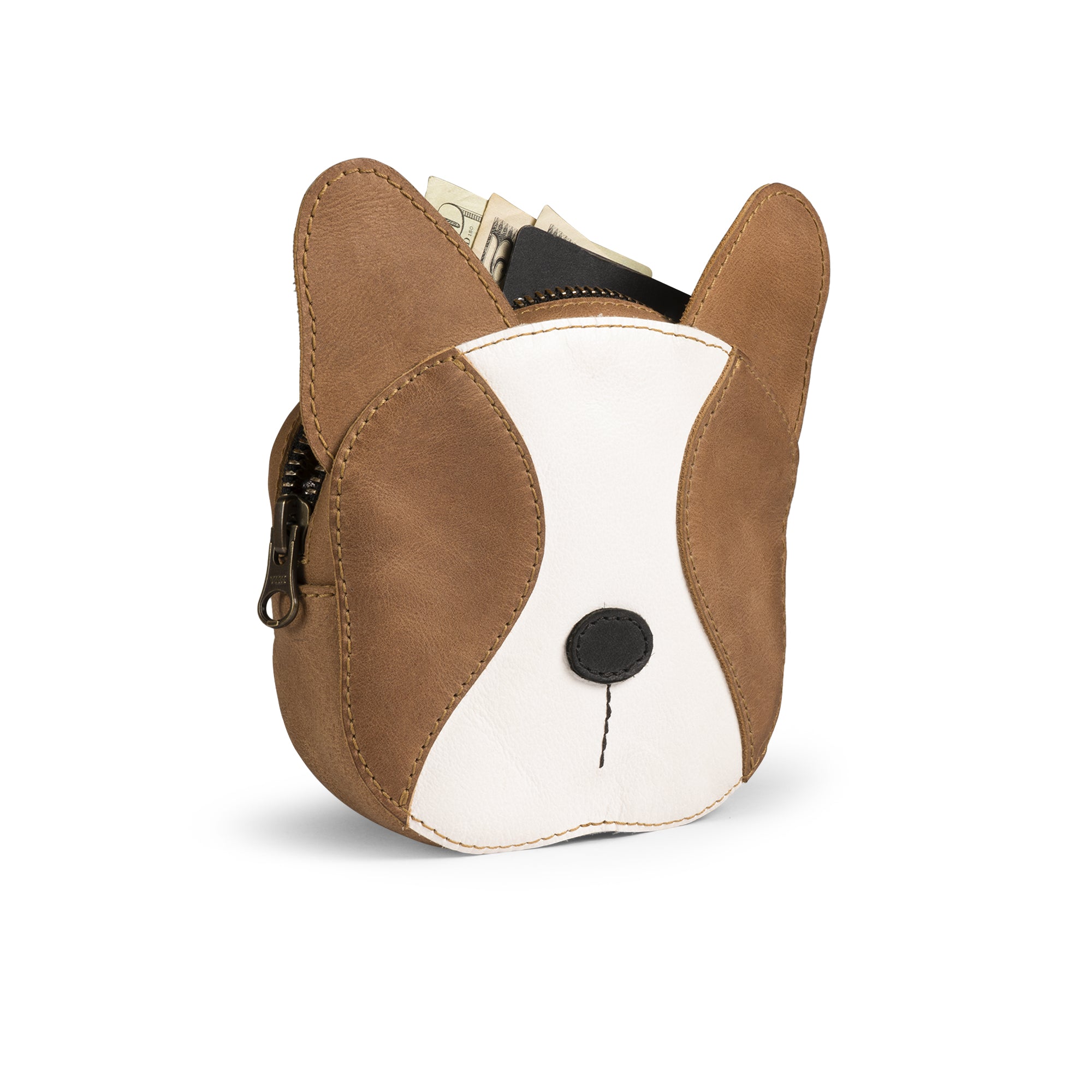 French Bulldog-Shaped Leather Wallet
