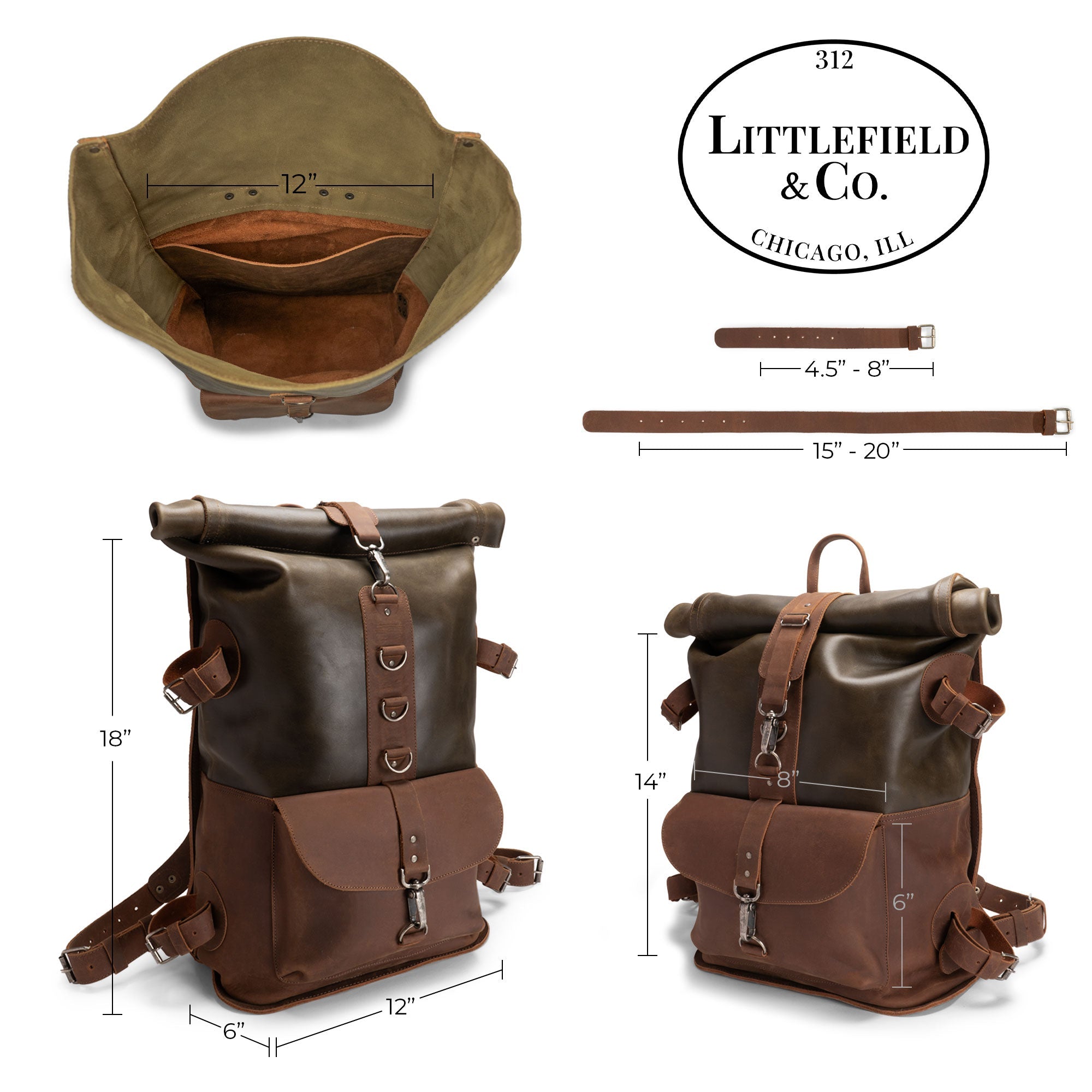 Discover the specifications of Littlefield & Co.'s Vintage Adventure Backpack, a perfect blend of style and functionality. This classic rucksack, designed as a vintage backpack for men and women, is an excellent carry-on travel backpack. Made from durable full grain leather, it showcases the meticulous work of artisans who hand cut and hand sew each piece in La Antigua Guatemala.