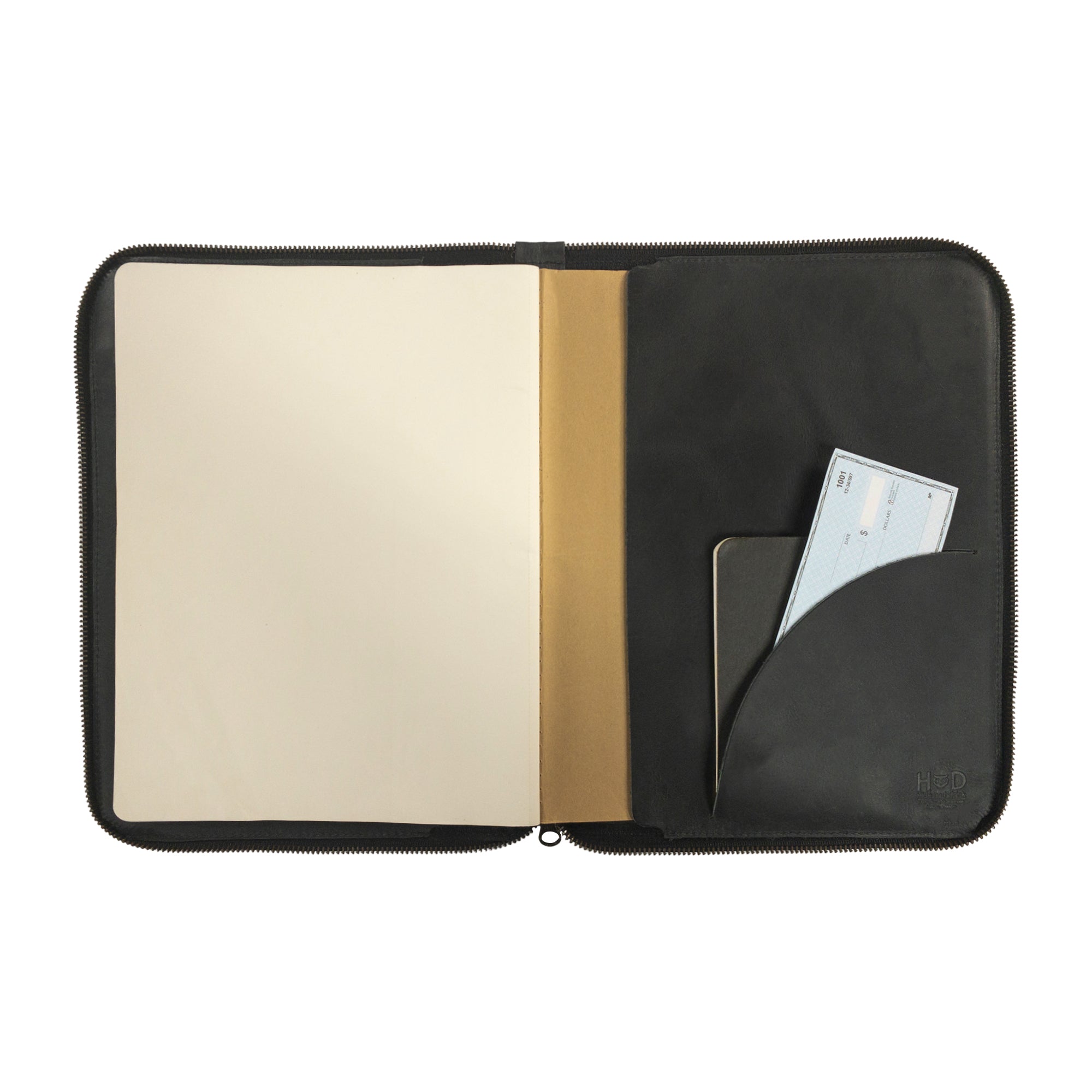 Back view of Hide & Drink Zippered Journal Cover for Moleskine (Notebook NOT Included), showcasing its elegant design in full grain leather.