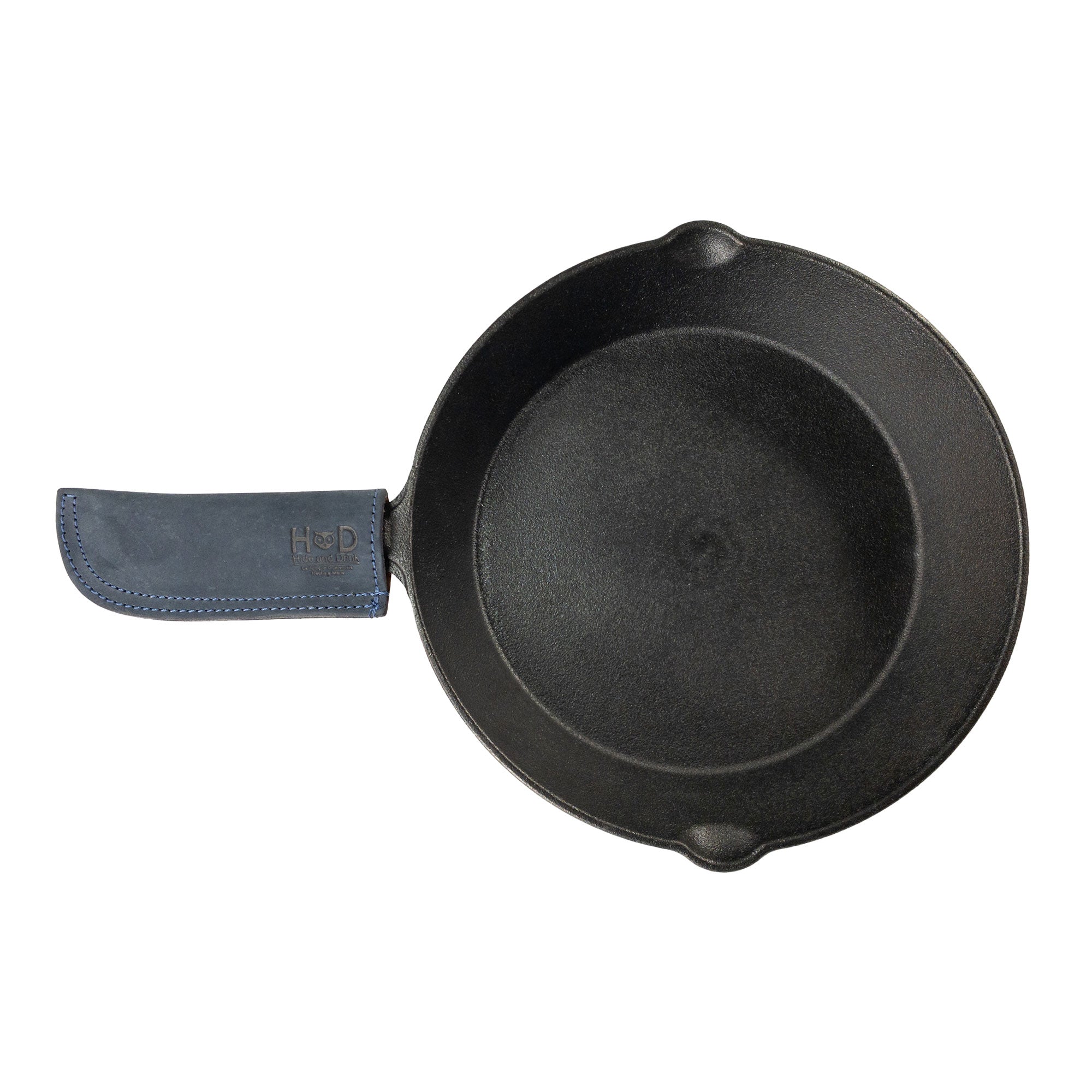 Hot Pan Handle Cover by Hide & Drink, exemplifying superior artisan craftsmanship for heat resistance, ideal for a variety of frying pans, handcrafted in La Antigua Guatemala & Oaxaca Mexico.