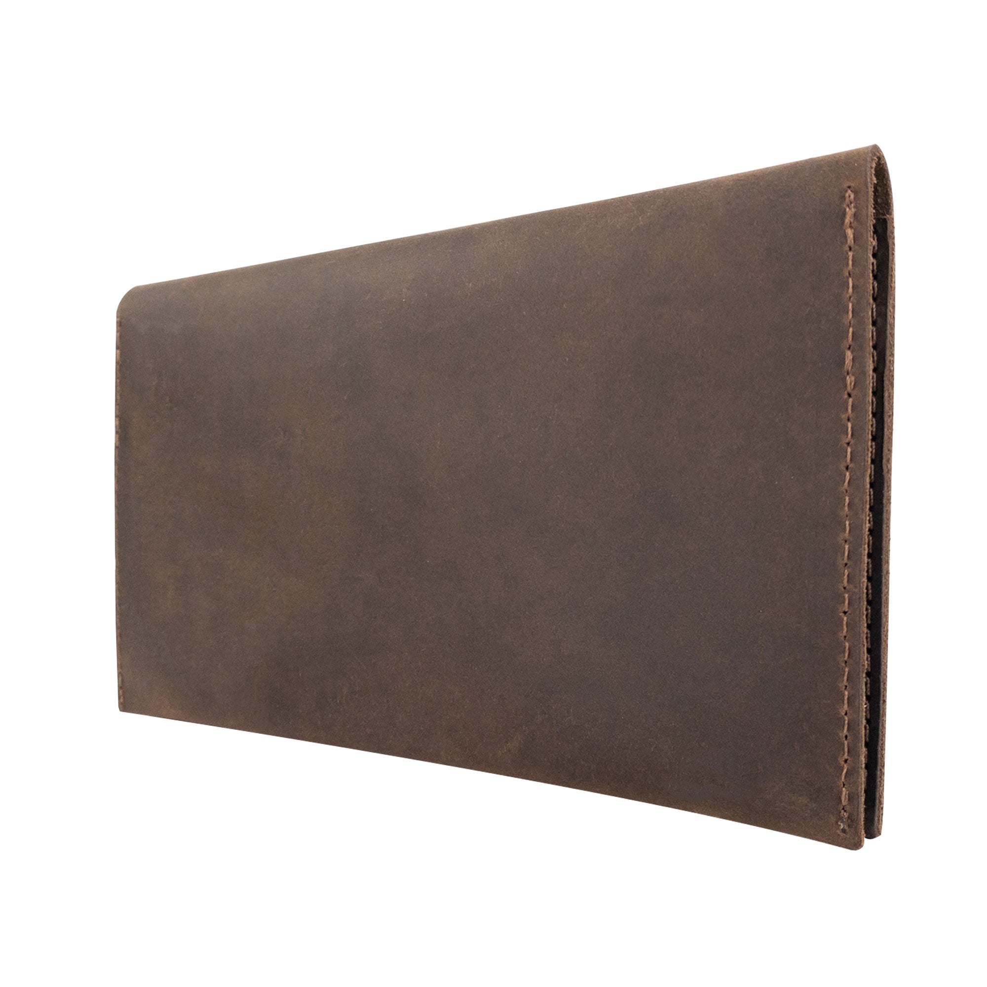Close-up of the Hide & Drink Large Wallet for Passport with Credit Card Slots, featuring the craftsmanship and leather quality, handmade by skilled artisans in La Antigua Guatemala & Oaxaca Mexico.
