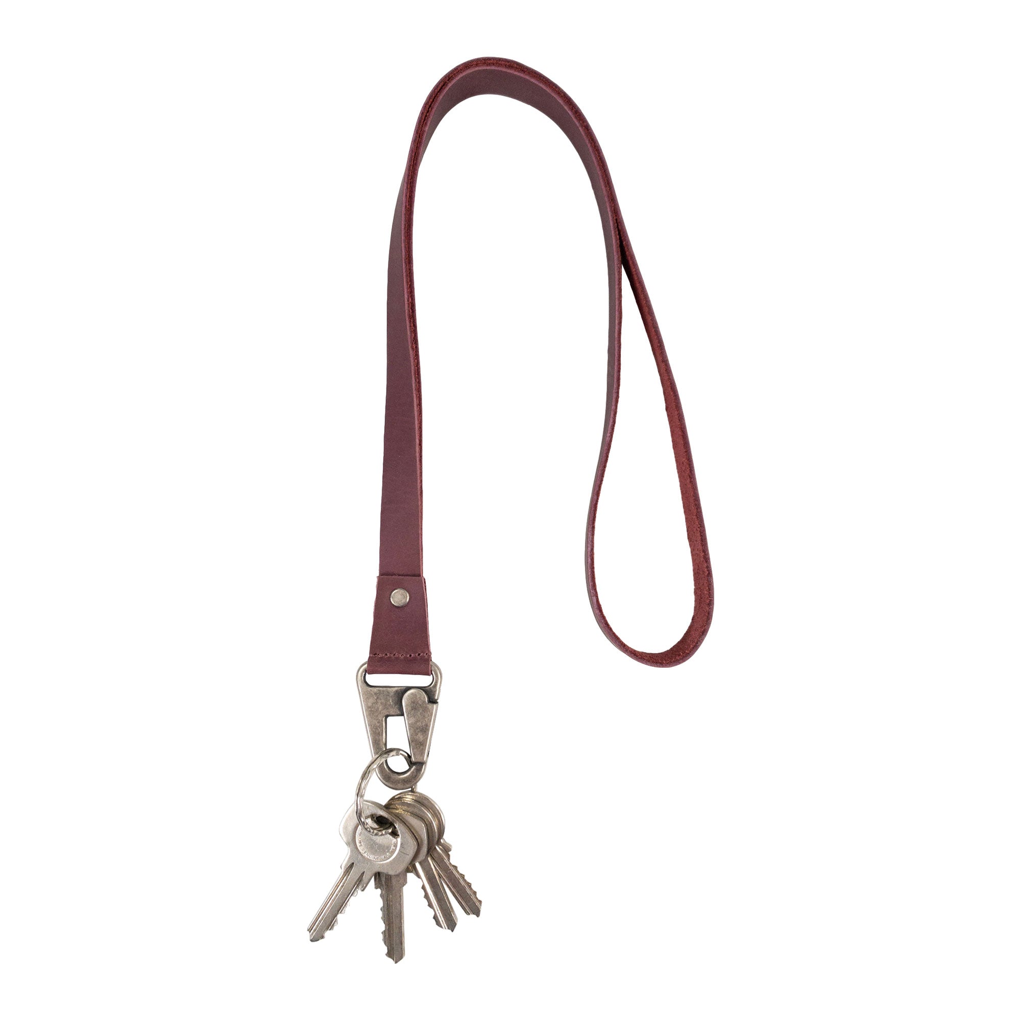 Elegant Lanyard Keychain from Hide & Drink, featuring a strong hook and crafted from high-quality black leather. A perfect accessory for men and women, showcasing artisan craftsmanship in La Antigua Guatemala & Oaxaca Mexico.