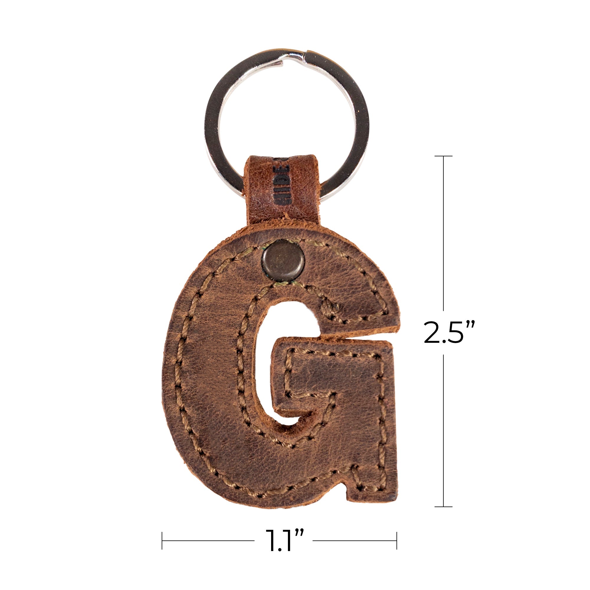Stylish 'K' thick leather Alphabet Letter Keychain by Hide & Drink, perfect for personalizing your key collection. Handmade in La Antigua Guatemala with artisan dedication.